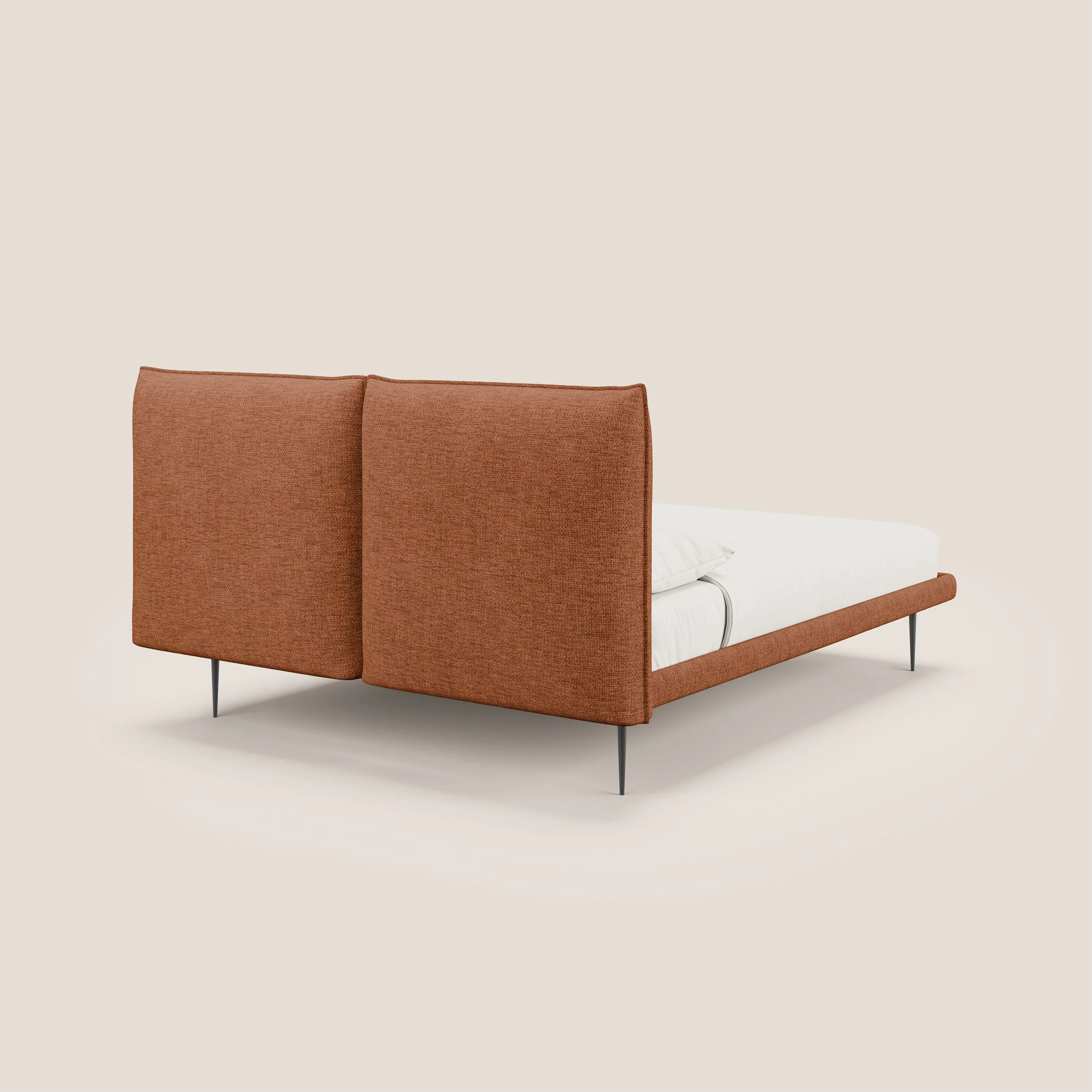 Jolie lit à double panneau et pieds hauts en métal en tissu détachable T18 rouille - Image 6