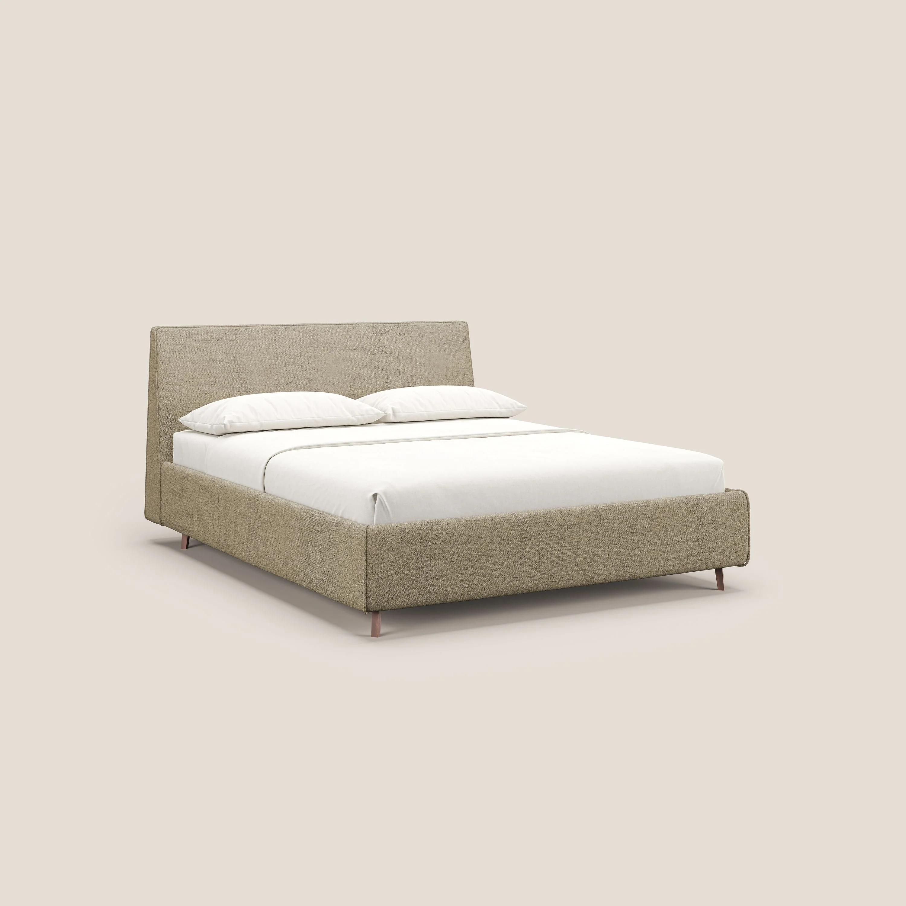 Justin lit rembourré avec coffre et déhoussable en tissu flammé imperméable T03 beige