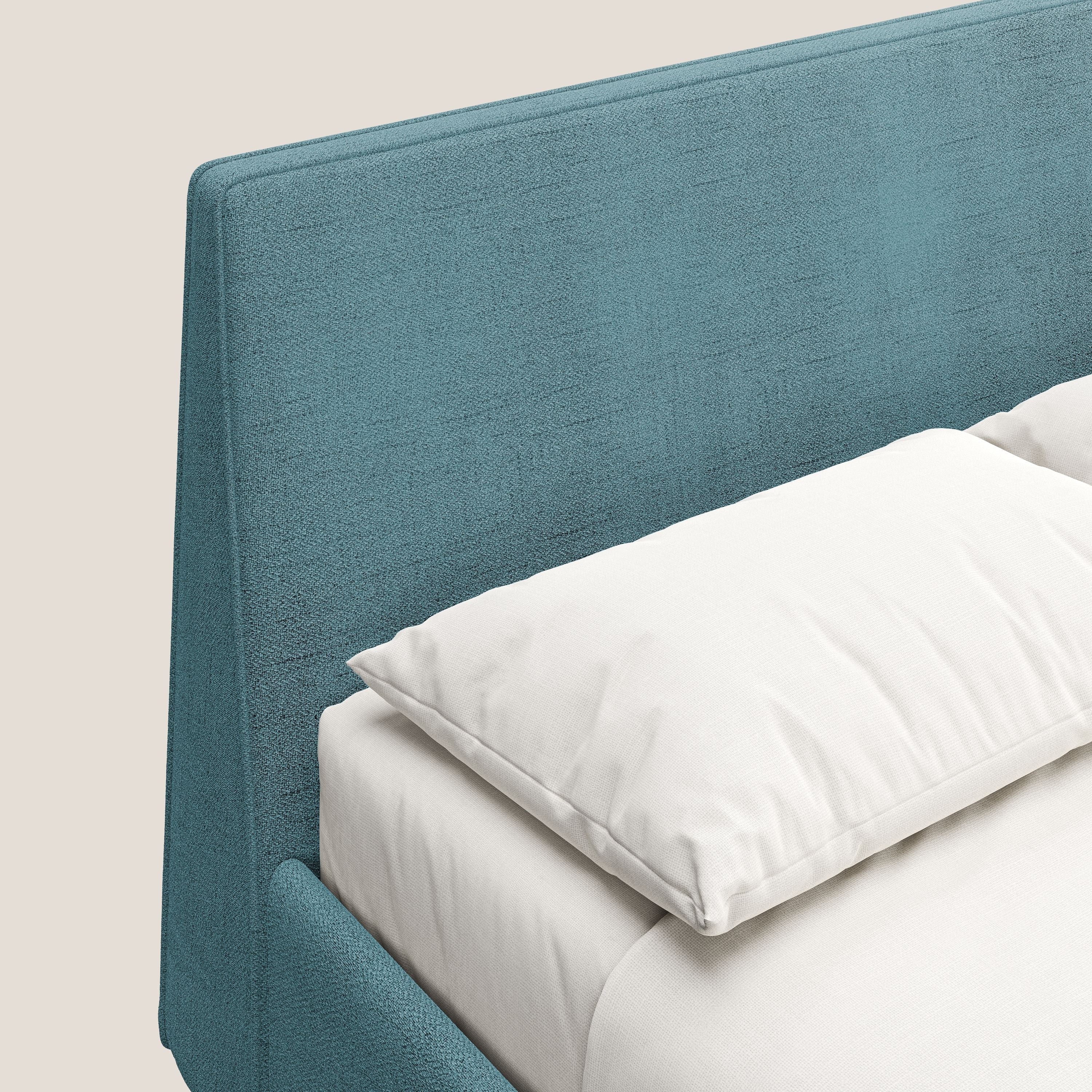 Justin lit rembourré avec coffre et déhoussable en tissu flammé imperméable T03 bleu clair - Image 8