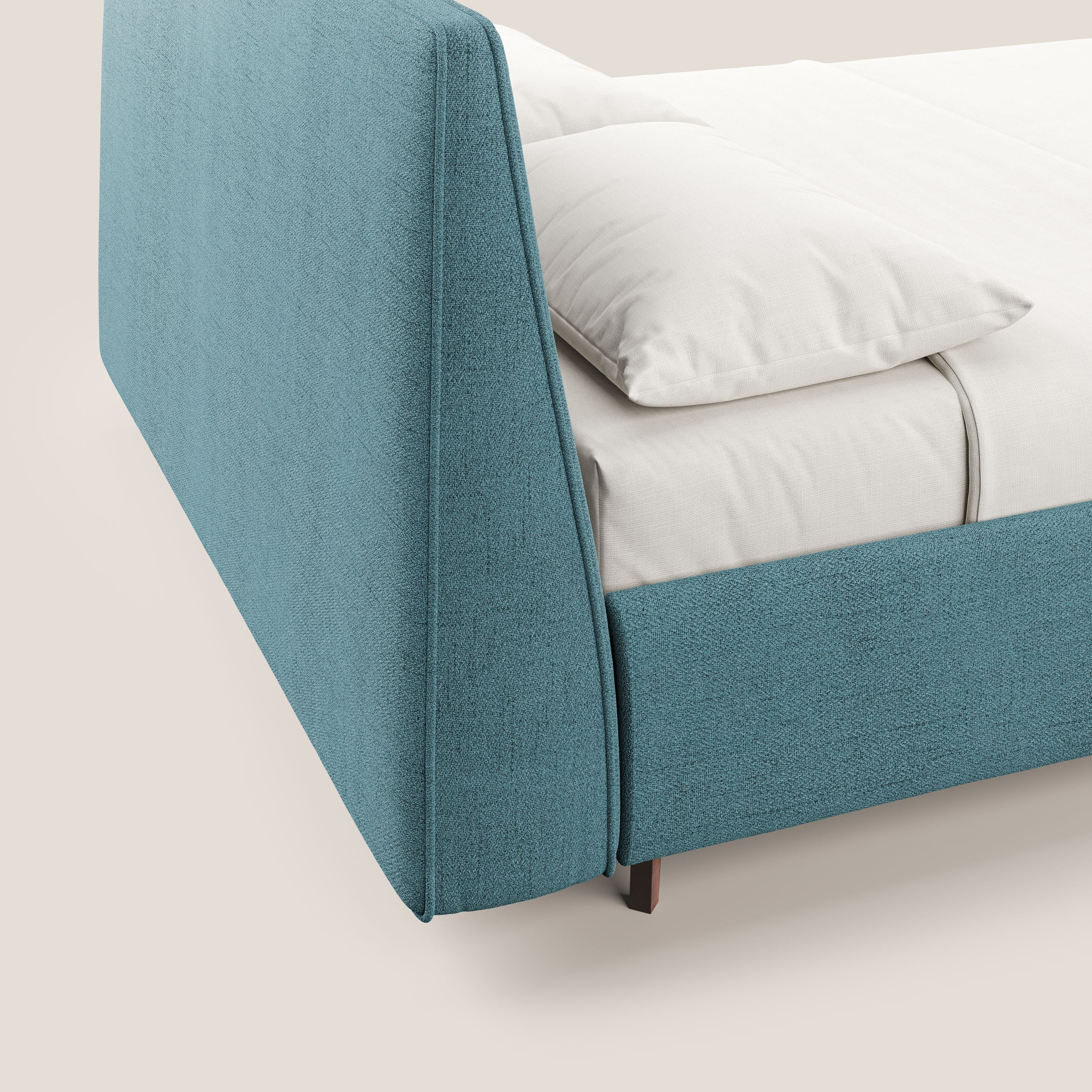 Justin lit rembourré avec coffre et déhoussable en tissu flammé imperméable T03 bleu clair - Image 9