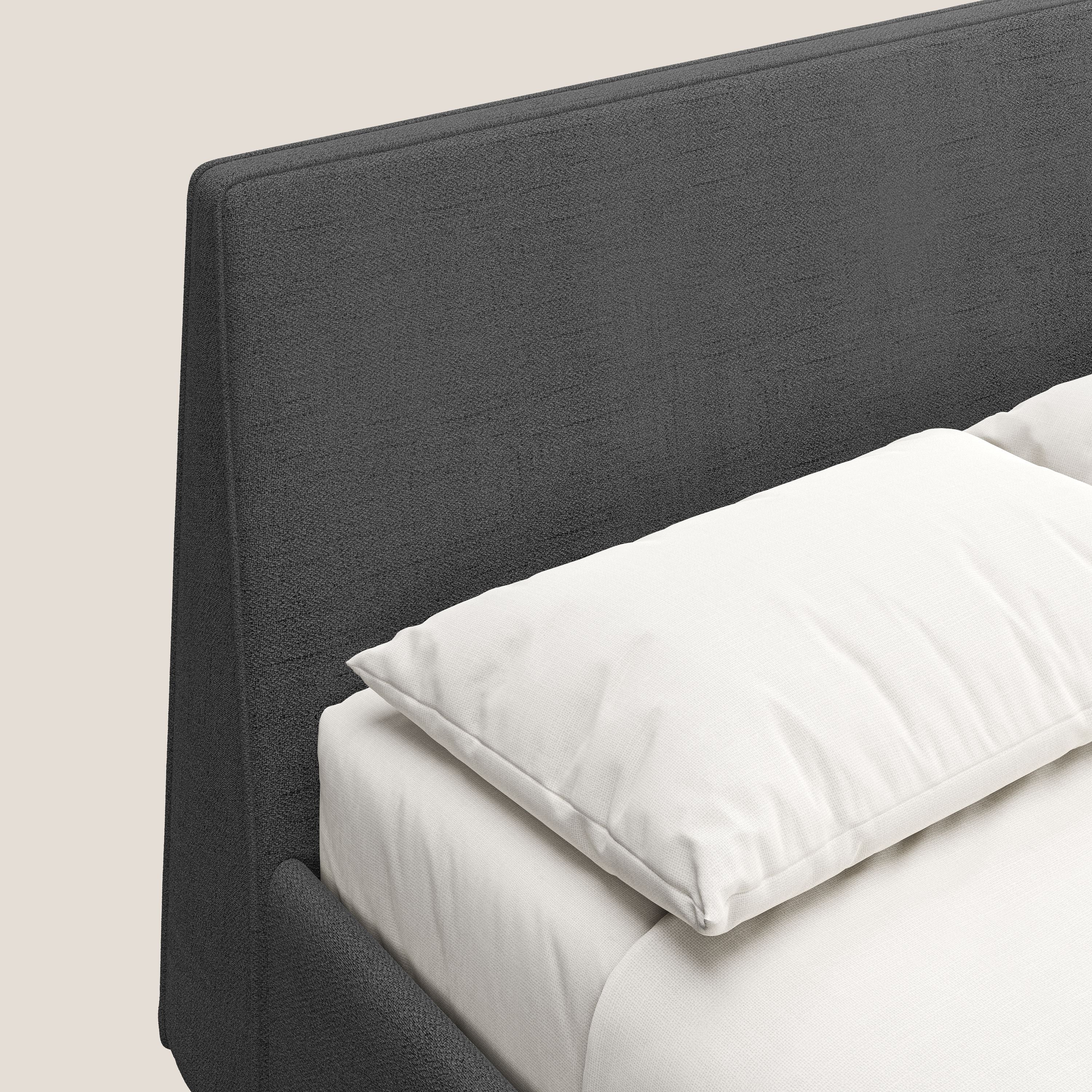 Justin lit rembourré avec coffre et déhoussable en tissu flammé imperméable T03 gris - Image 7