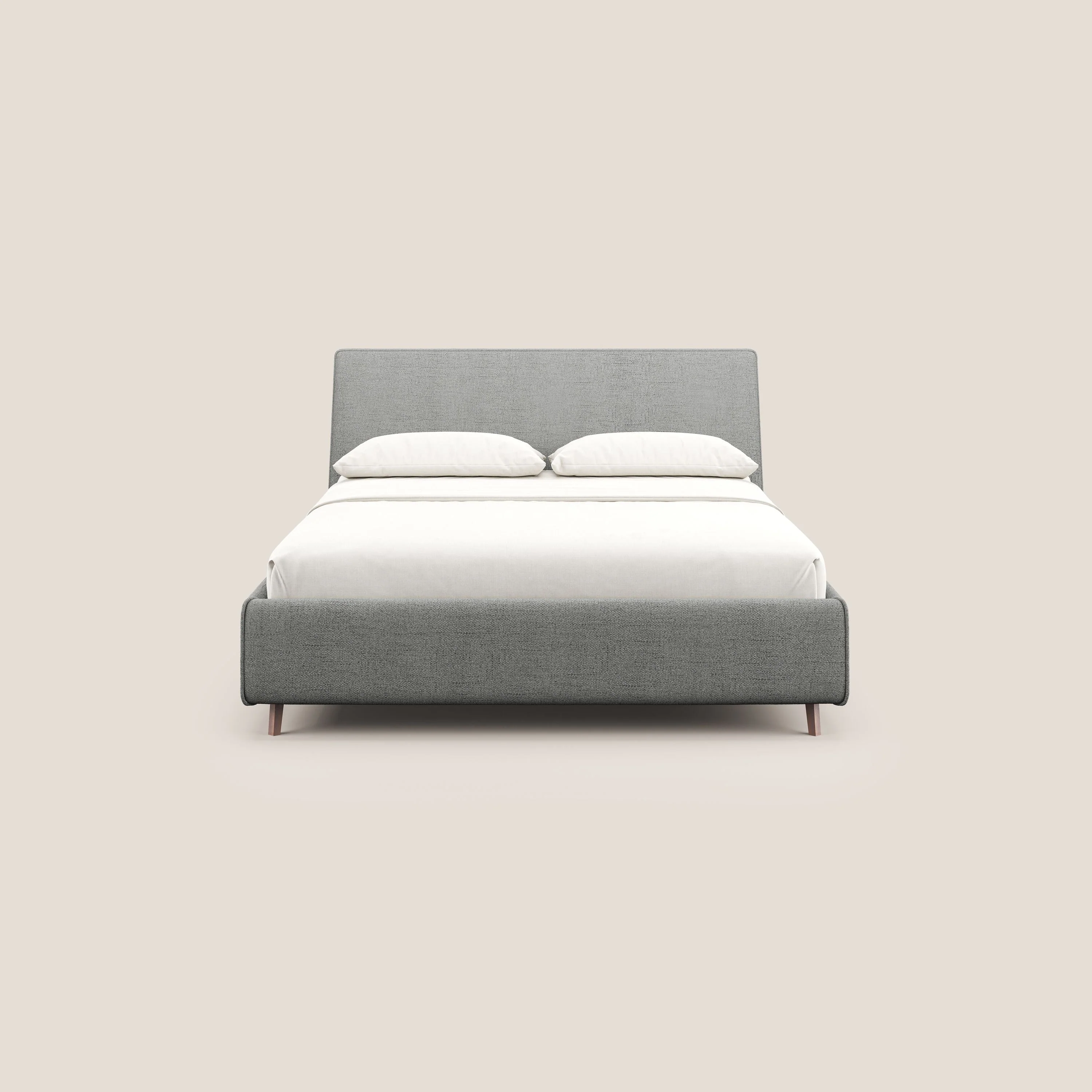 Justin lit rembourré avec coffre et déhoussable en tissu flammé imperméable T03 gris clair - Image 3