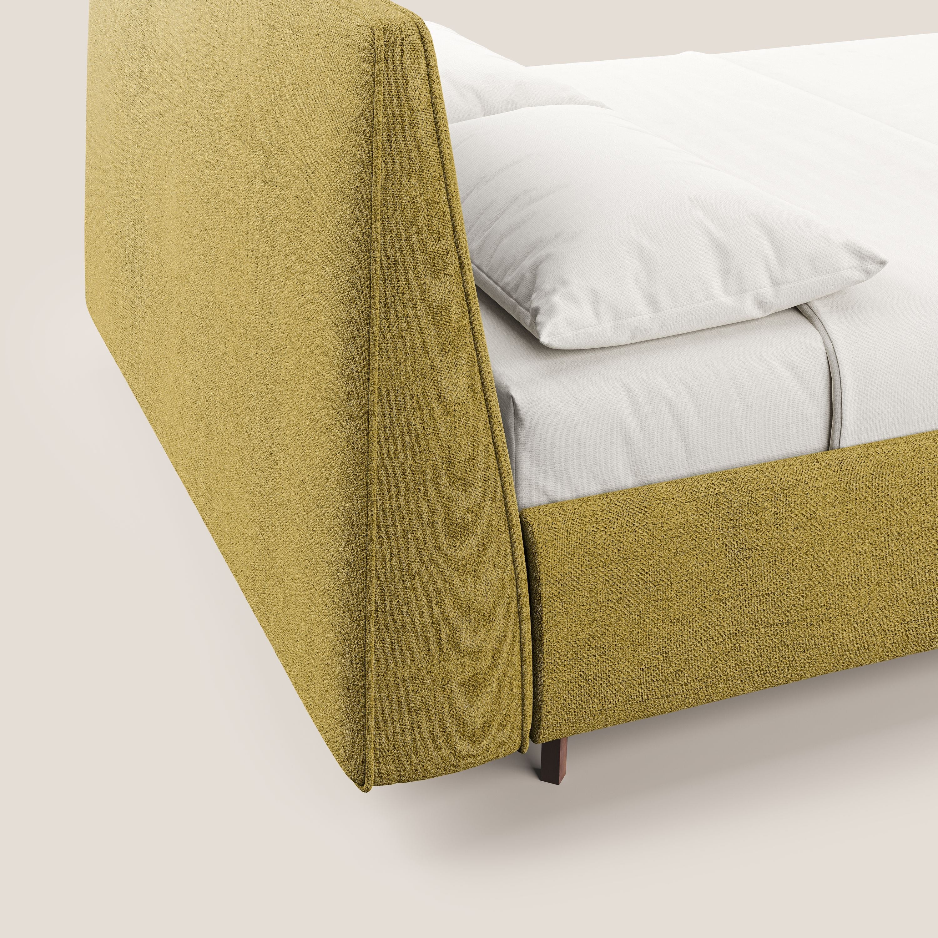 Justin lit rembourré avec coffre et déhoussable en tissu flammé imperméable T03 jaune - Image 4