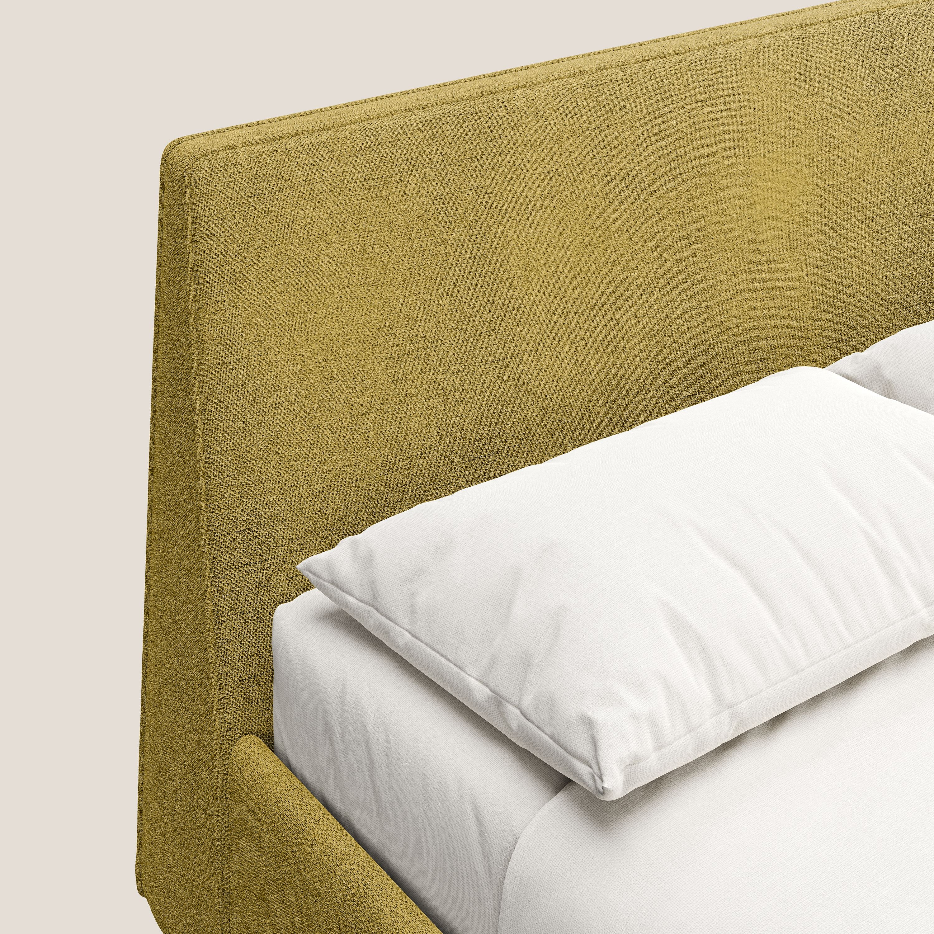 Justin lit rembourré avec coffre et déhoussable en tissu flammé imperméable T03 jaune - Image 7