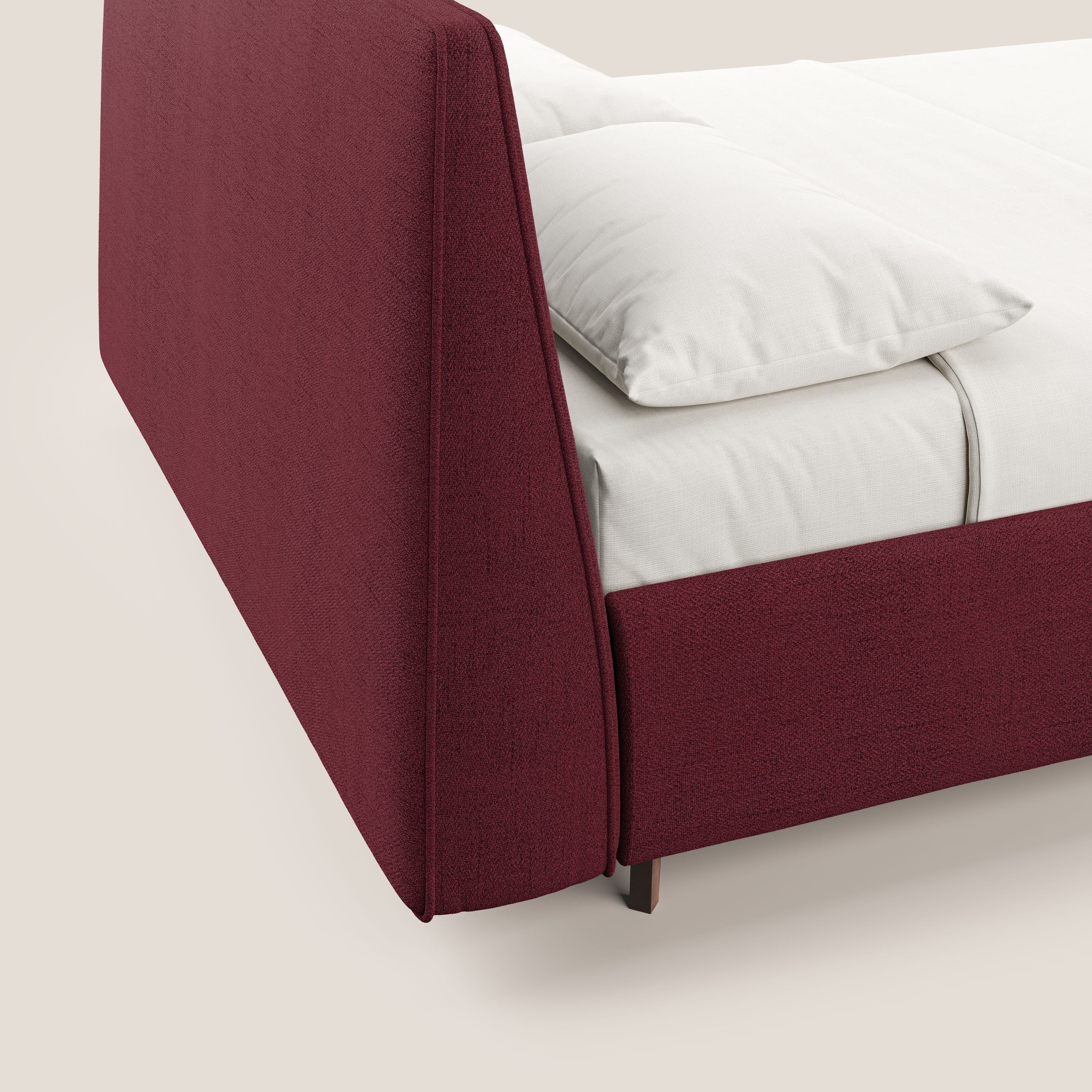 Justin lit rembourré avec coffre et déhoussable en tissu flammé imperméable T03 rouge - Image 4