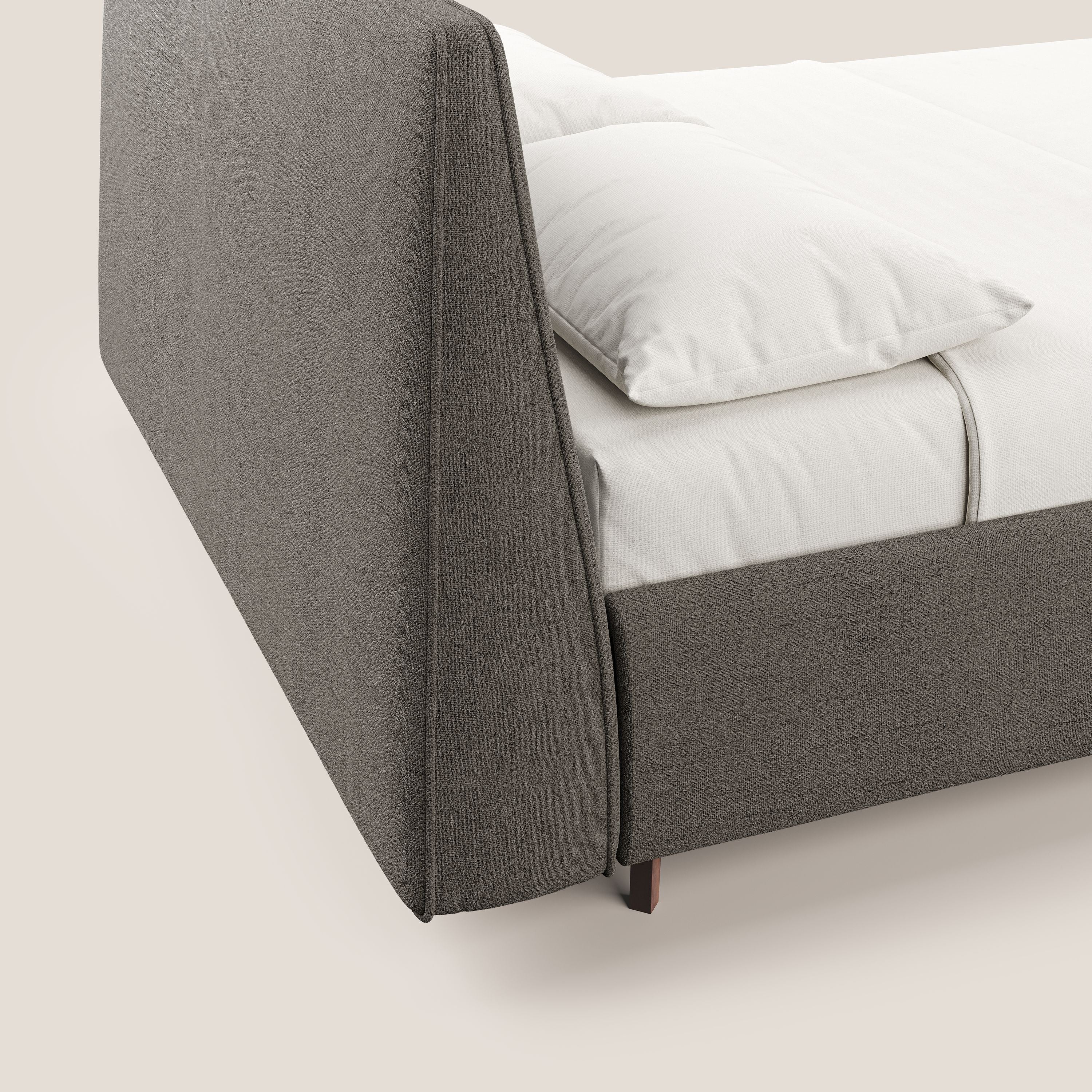 Justin lit rembourré avec coffre et déhoussable en tissu flammé imperméable T03 taupe - Image 4