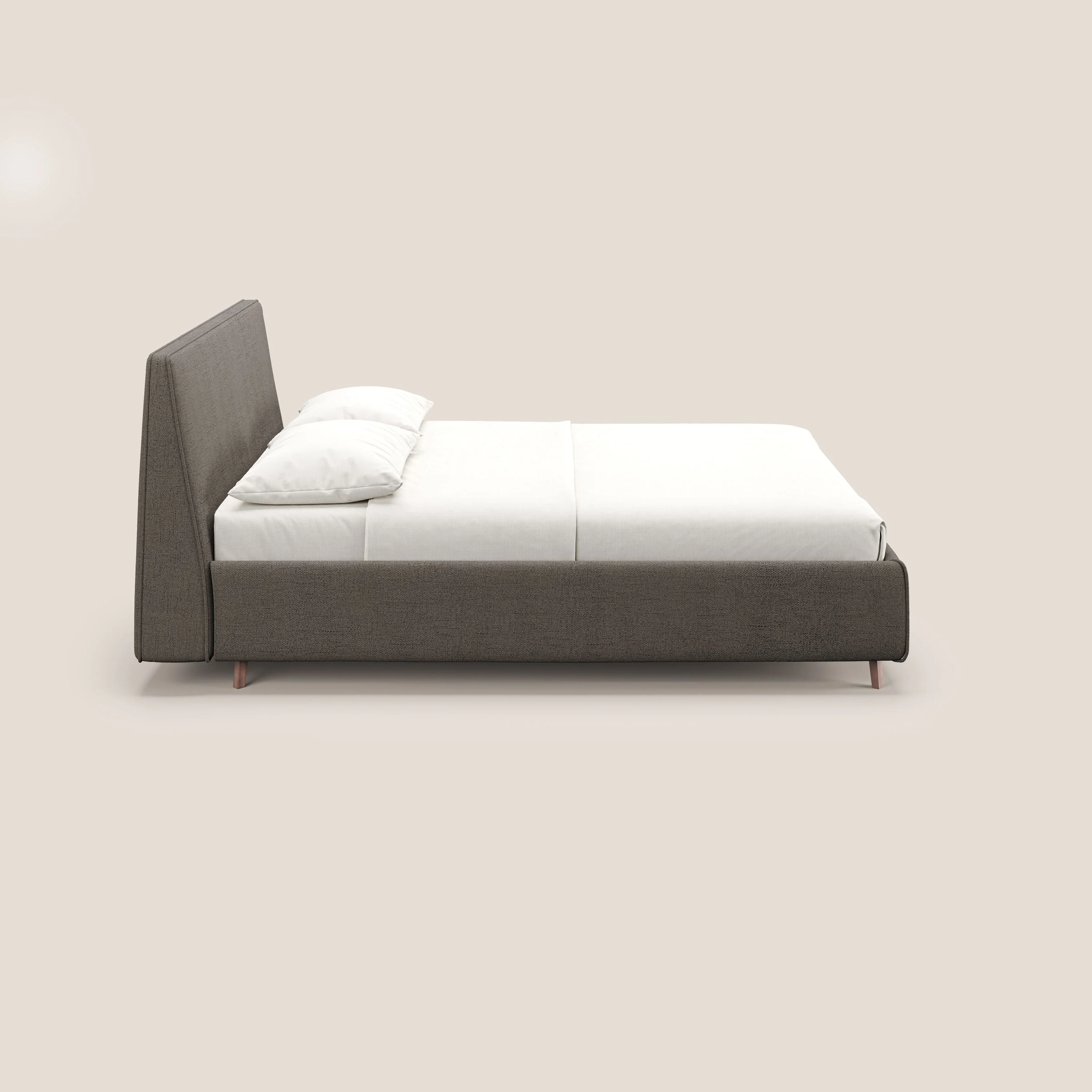 Justin lit rembourré avec coffre et déhoussable en tissu flammé imperméable T03 taupe - Image 5