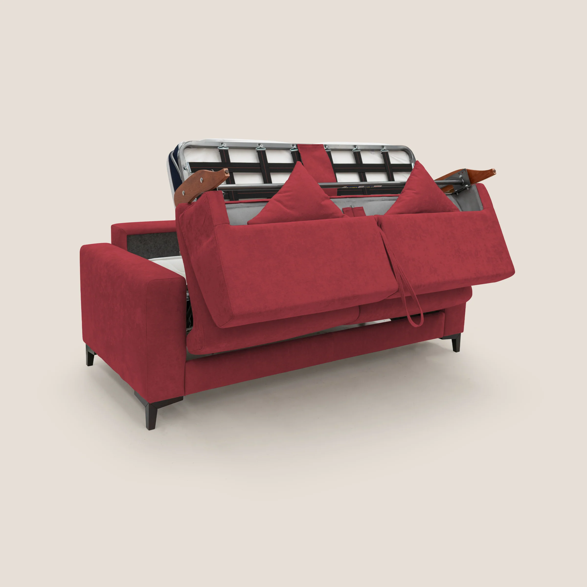 Kafka canapé lit convertible en tissu doux imperméable T02 rouge - Image 5