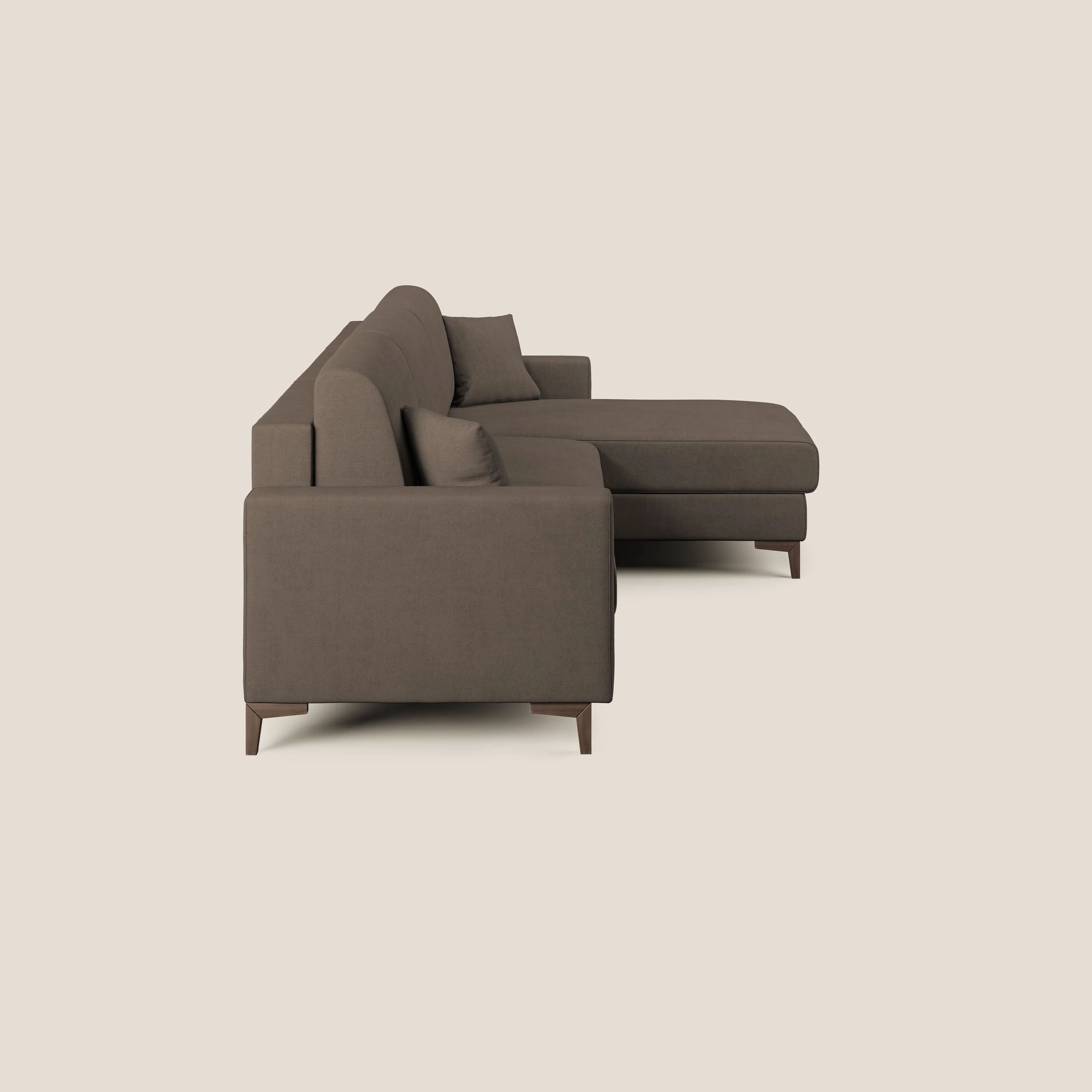 Kafka canapé d'angle convertible en tissu doux imperméable T02 marron - Image 3