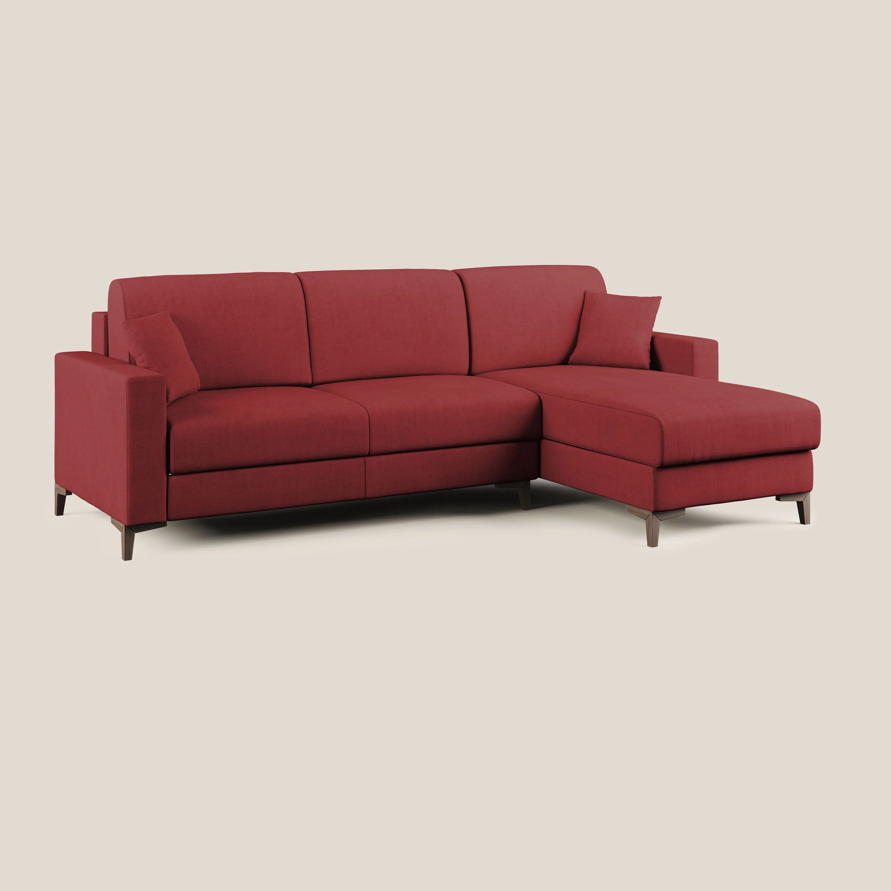 Kafka canapé d'angle convertible en tissu doux imperméable T02 rouge - Image 2