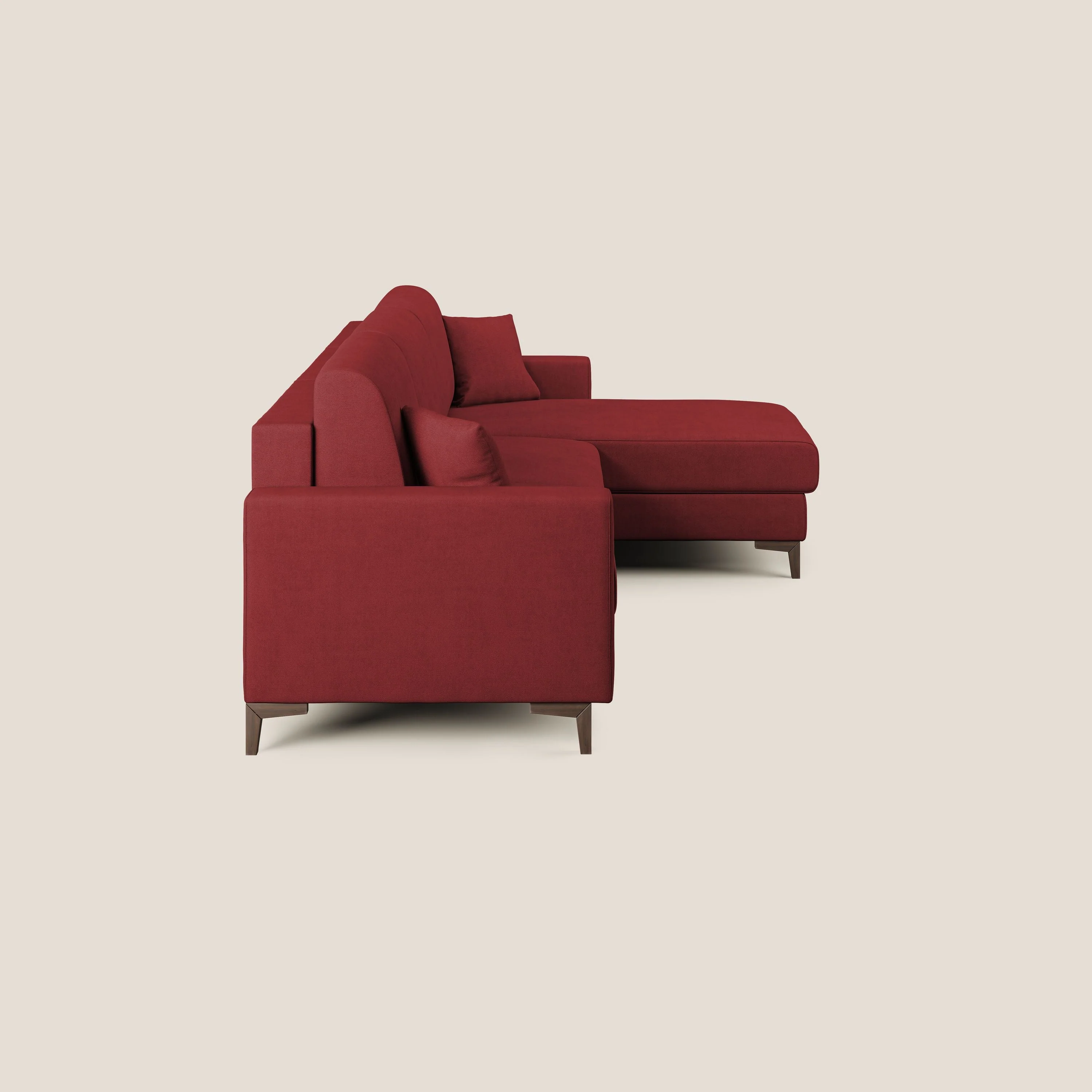 Kafka canapé d'angle convertible en tissu doux imperméable T02 rouge - Image 3
