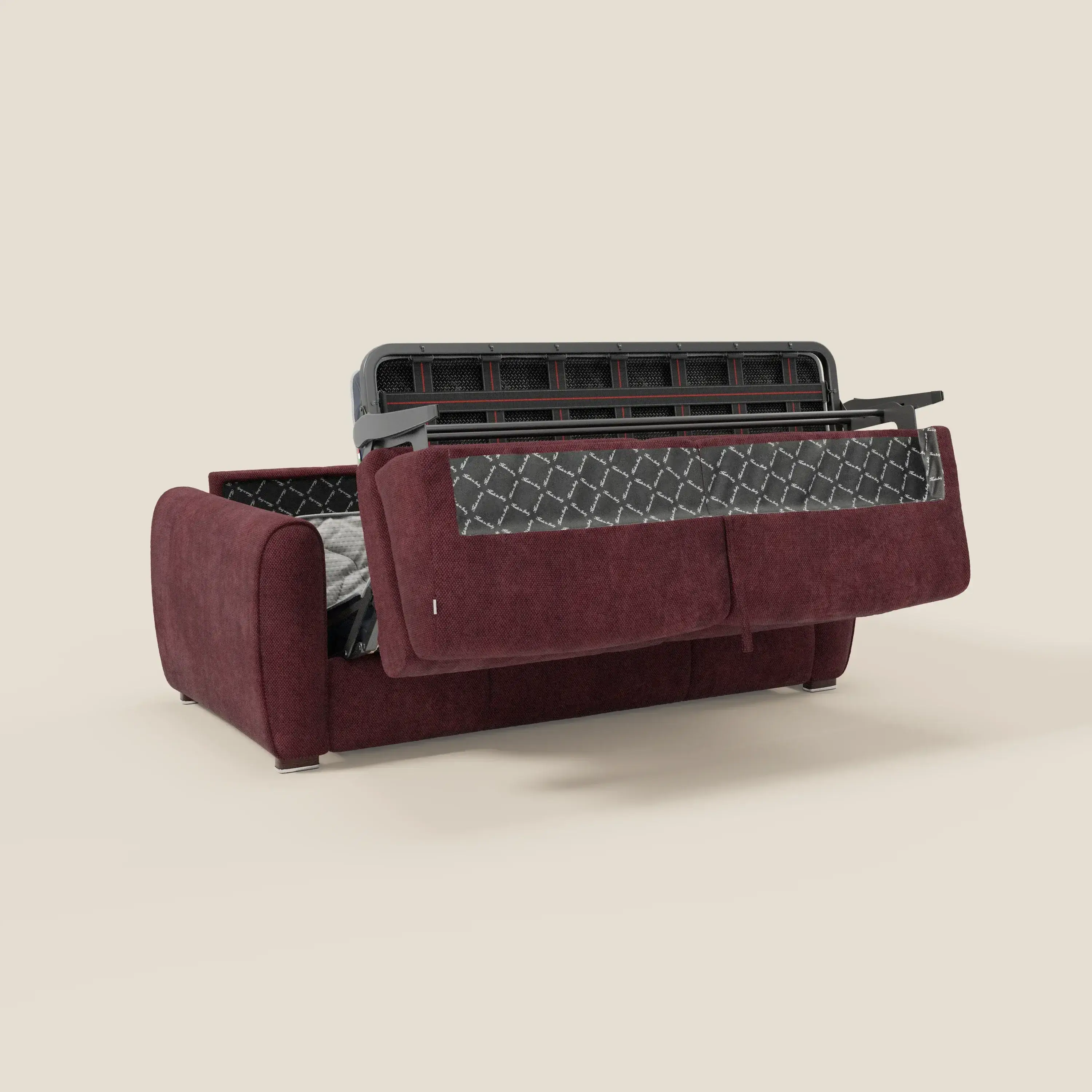 Kaleo Canapé convertible moderne avec matelas H17 cm - en tissu imperméable T26 bordeaux  - Image 10