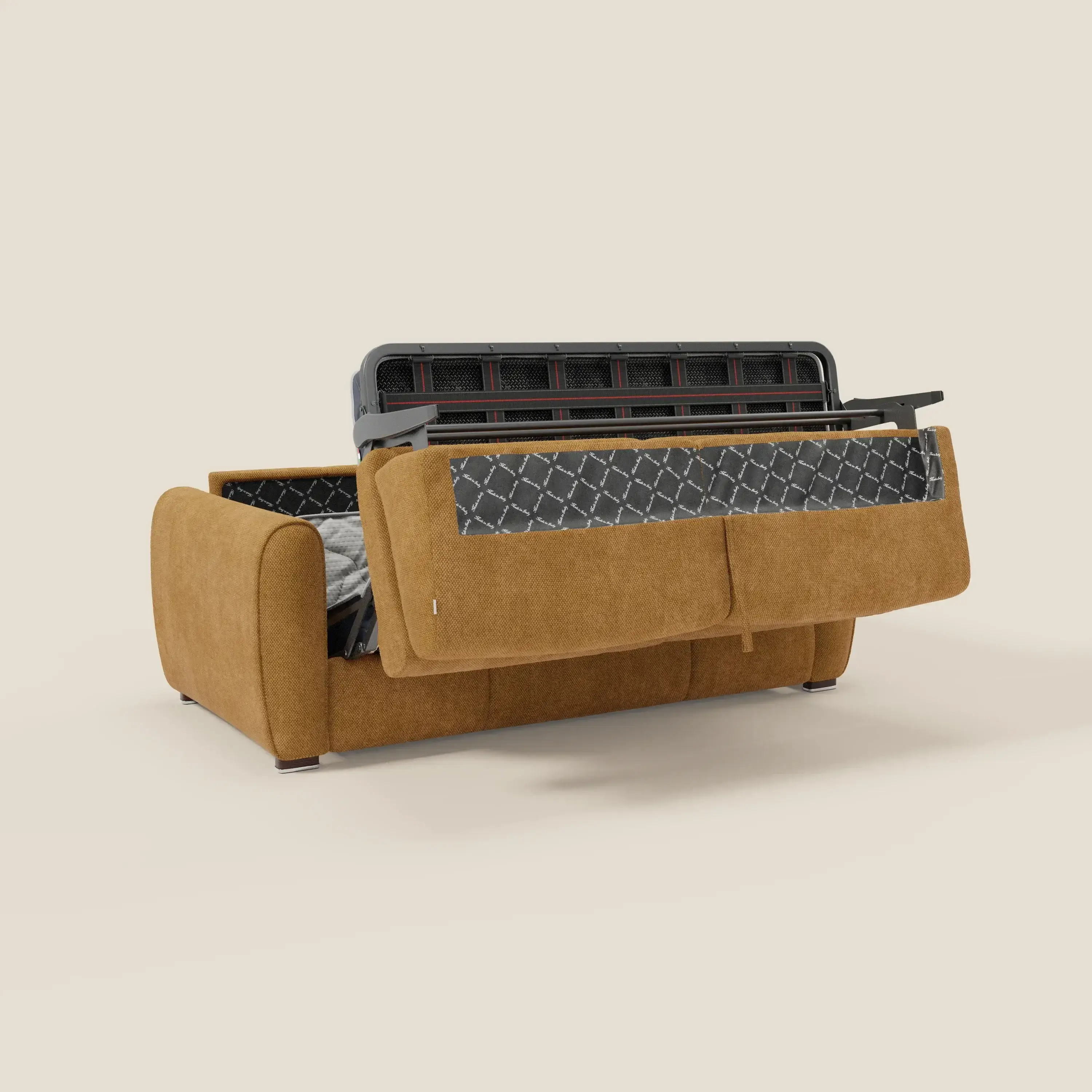 Kaleo Canapé convertible moderne avec matelas H17 cm - en tissu imperméable T26 jaune - Image 10