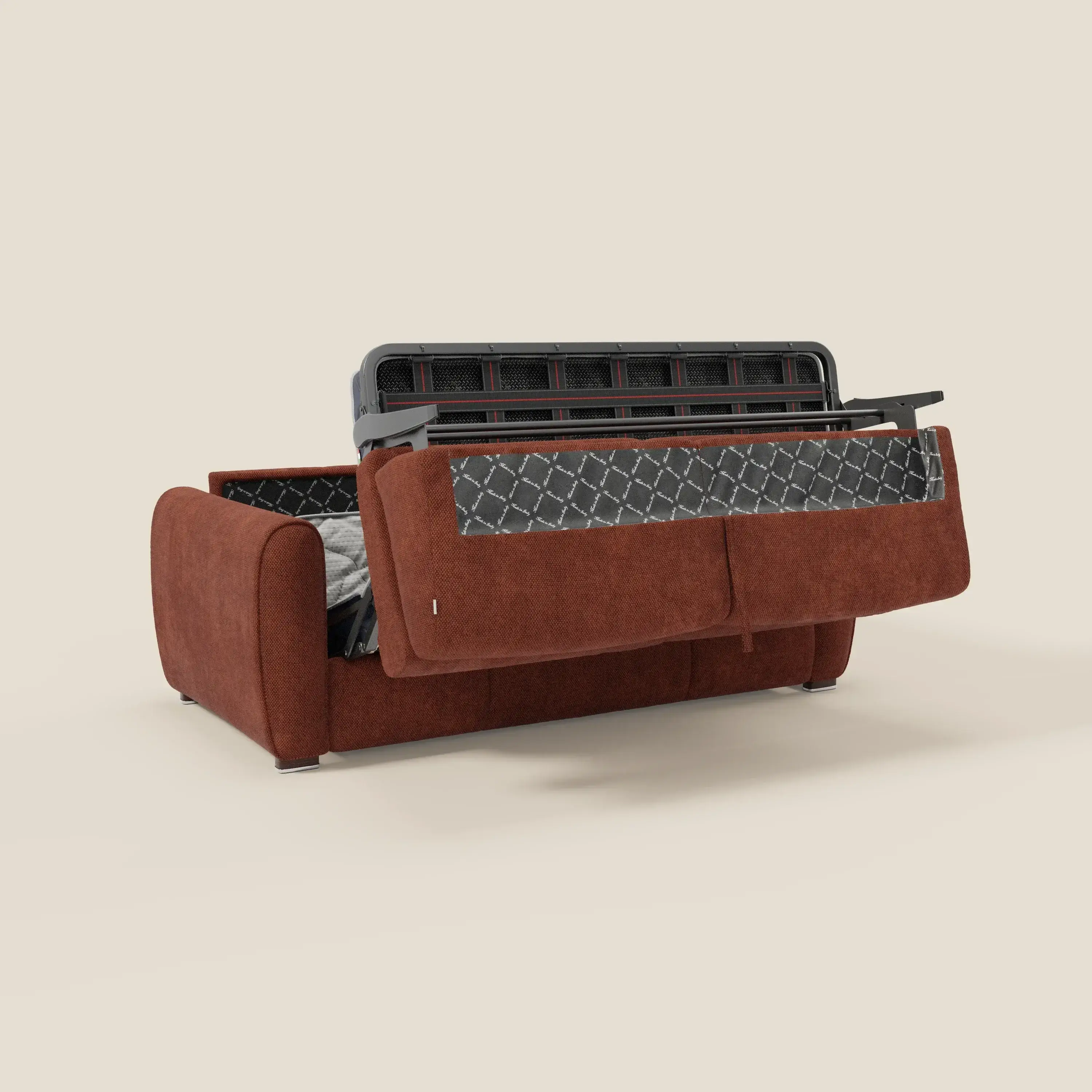 Kaleo Canapé convertible moderne avec matelas H17 cm - en tissu imperméable T26 orange rouille - Image 10