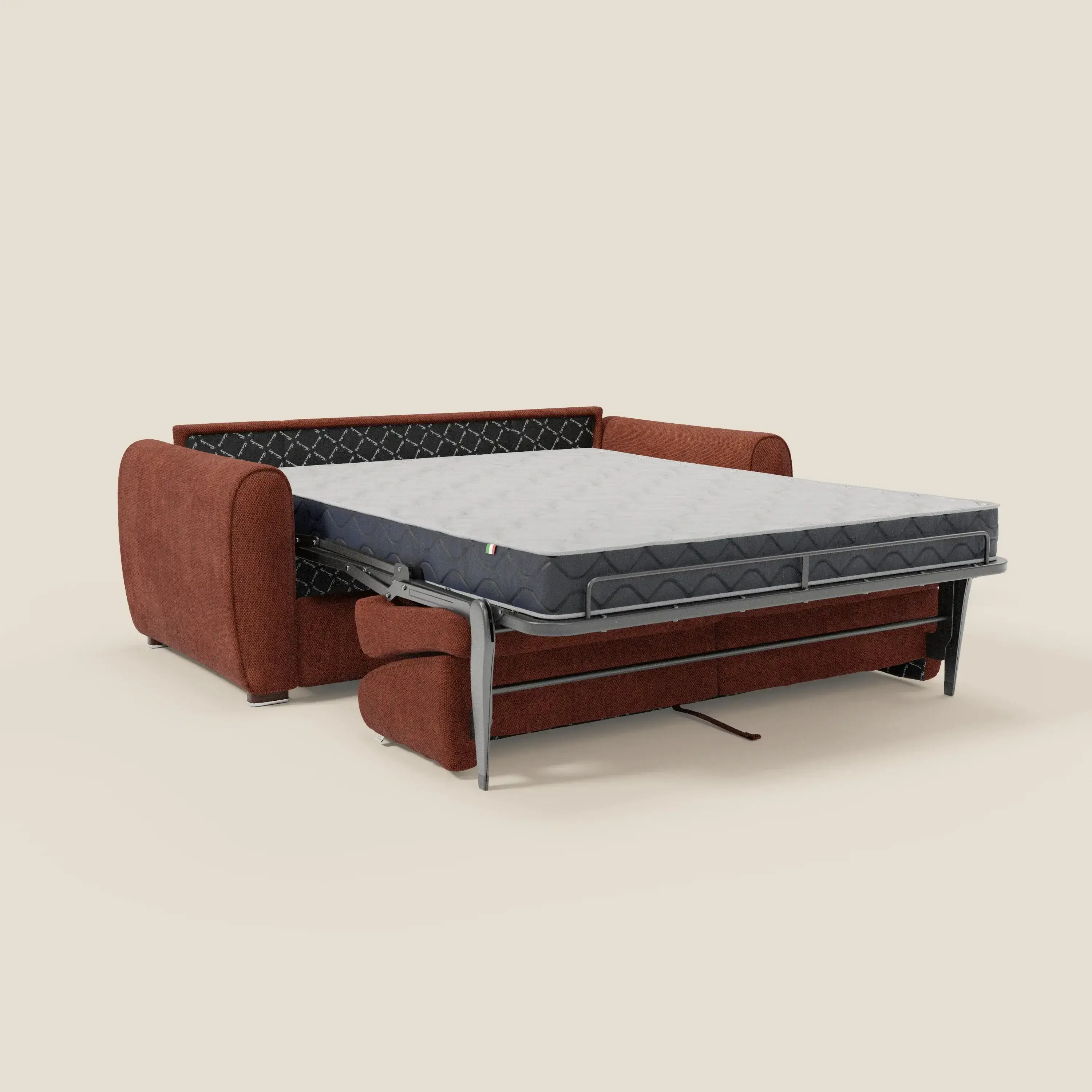 Kaleo Canapé convertible moderne avec matelas H17 cm - en tissu imperméable T26 orange rouille - Image 11