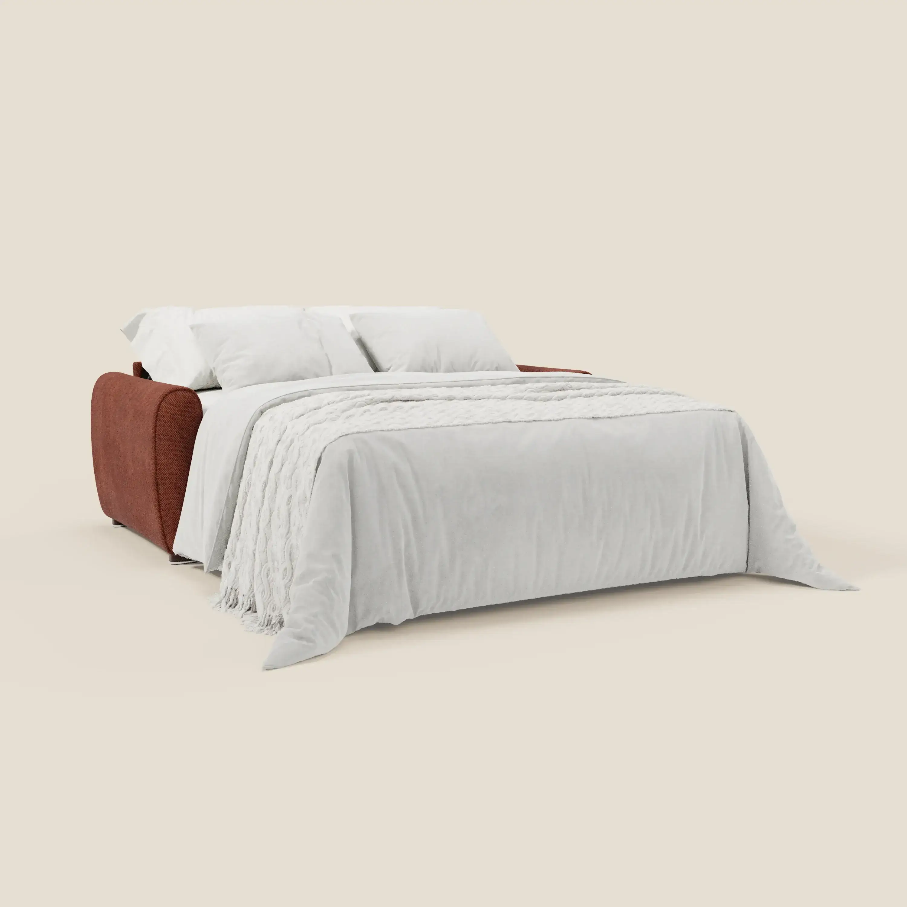 Kaleo Canapé convertible moderne avec matelas H17 cm - en tissu imperméable T26 orange rouille - Image 2