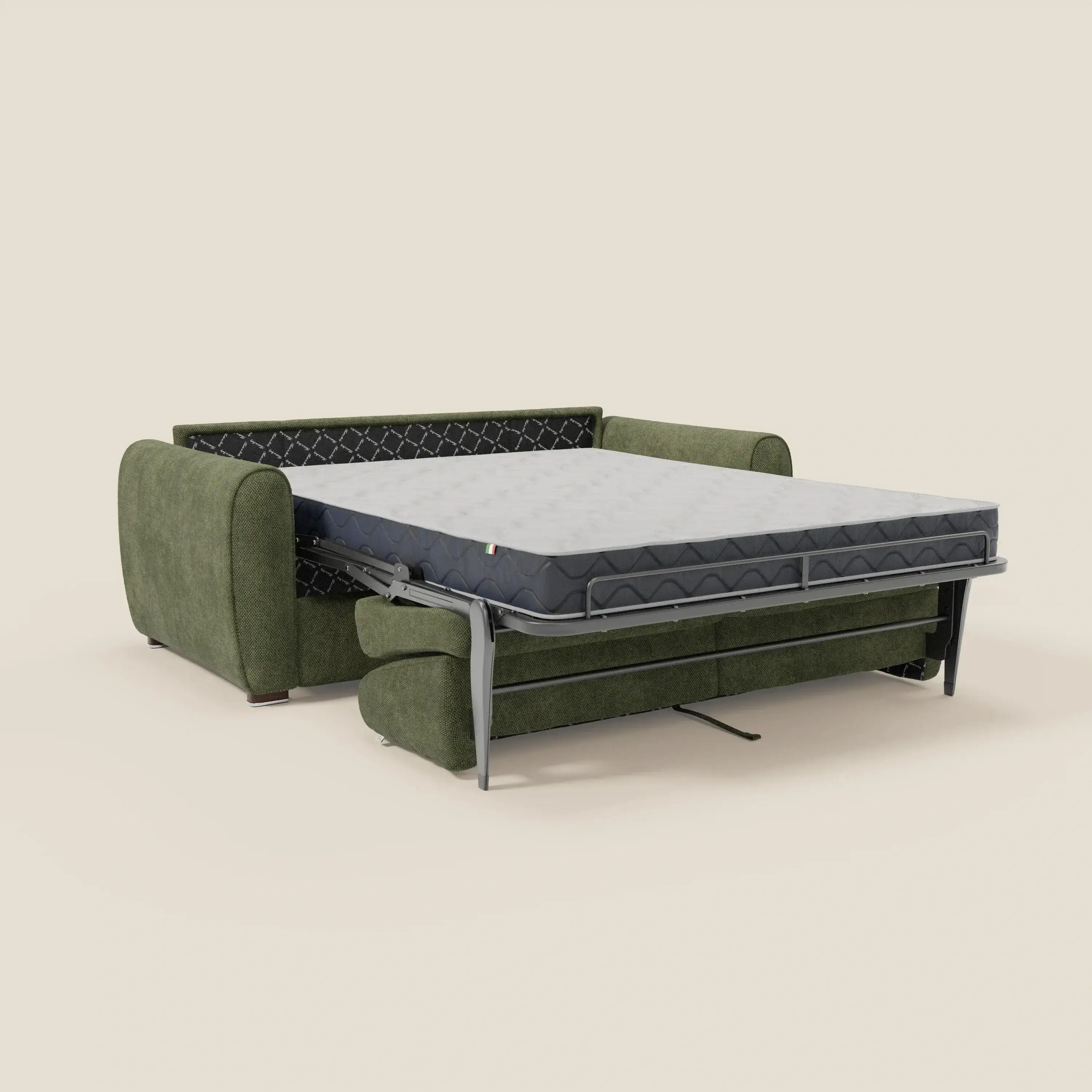 Kaleo Canapé convertible moderne avec matelas H17 cm - en tissu imperméable T26 vert mousse - Image 11