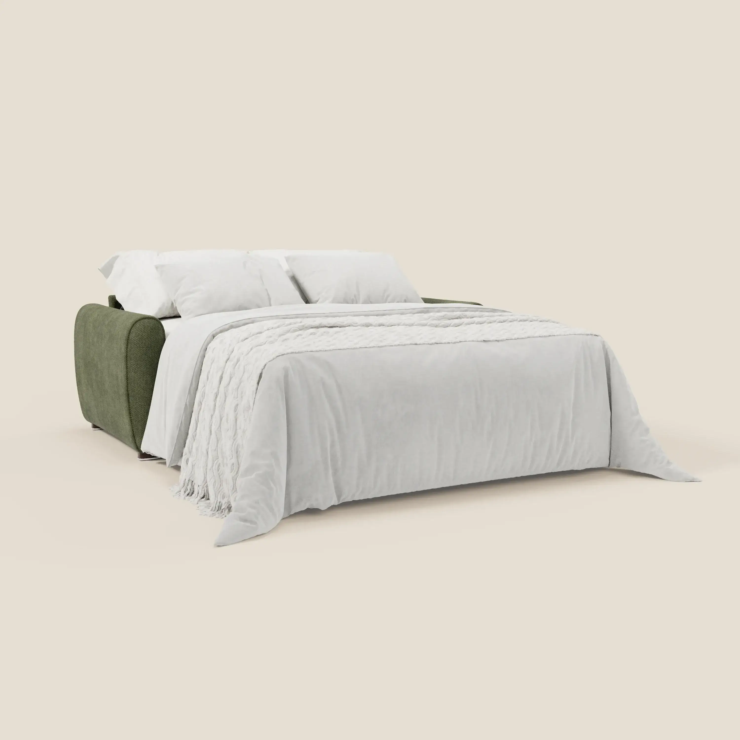 Kaleo Canapé convertible moderne avec matelas H17 cm - en tissu imperméable T26 vert mousse - Image 2