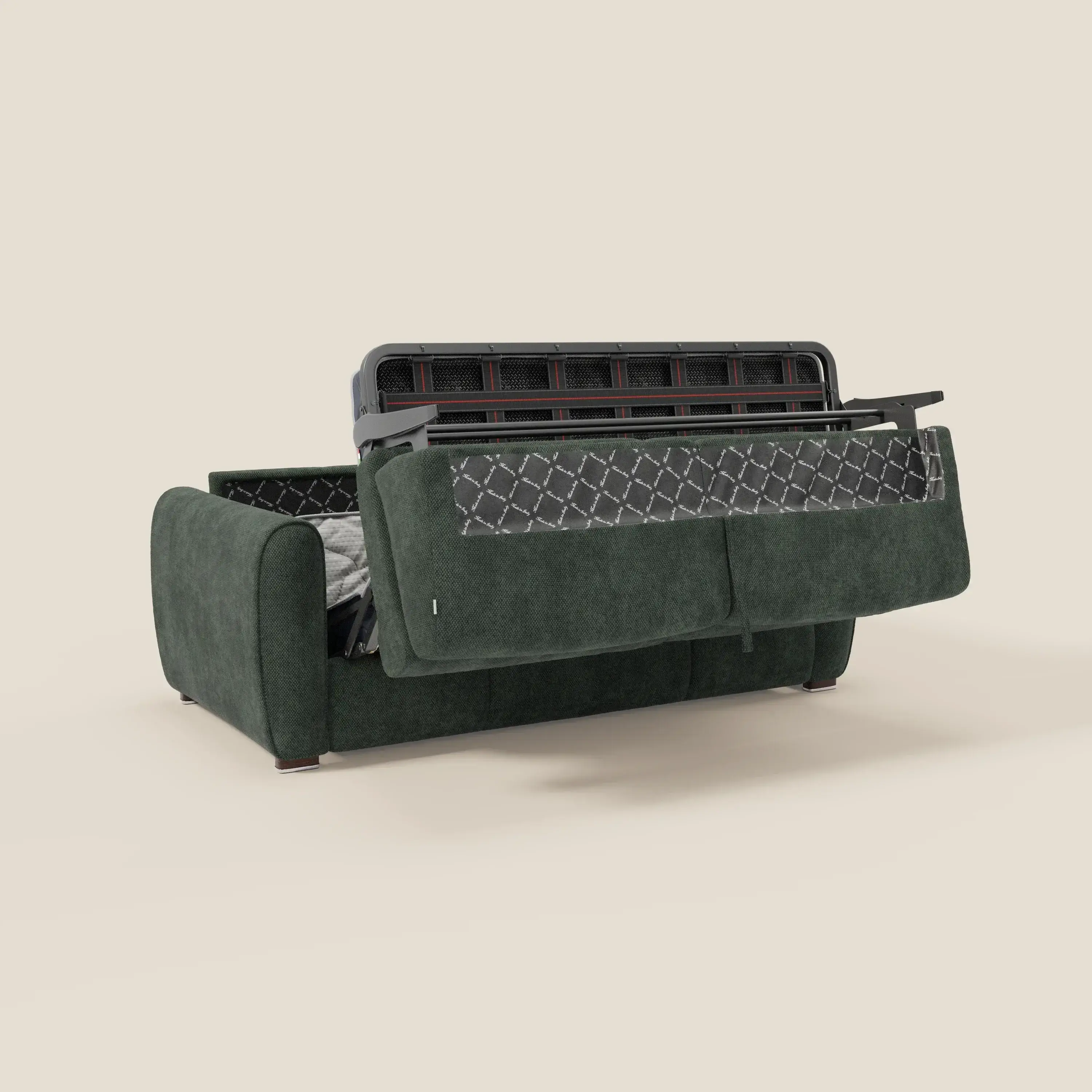 Kaleo Canapé convertible moderne avec matelas H17 cm - en tissu imperméable T26 vert olive - Image 10