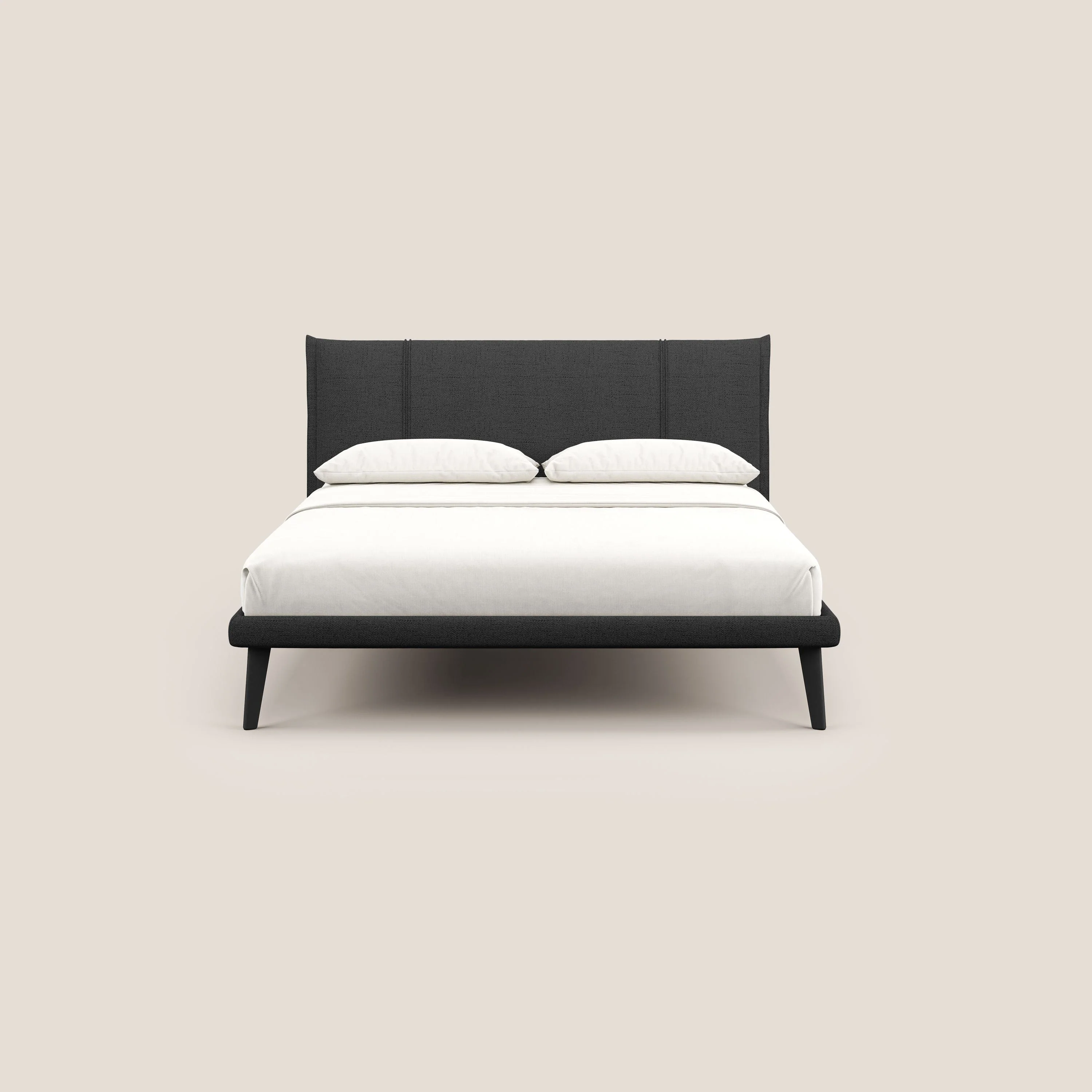 Klaus lit moderne avec pieds foncés et tissu flammé imperméable T03 anthracite - Image 2
