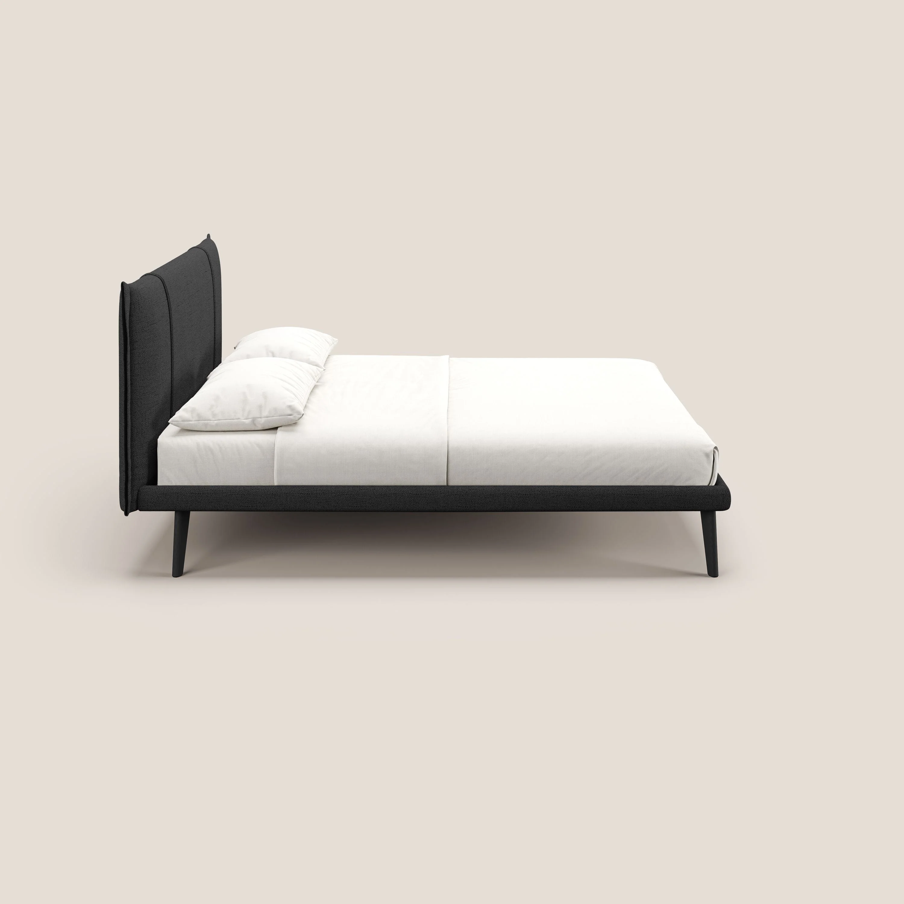 Klaus lit moderne avec pieds foncés et tissu flammé imperméable T03 anthracite - Image 3