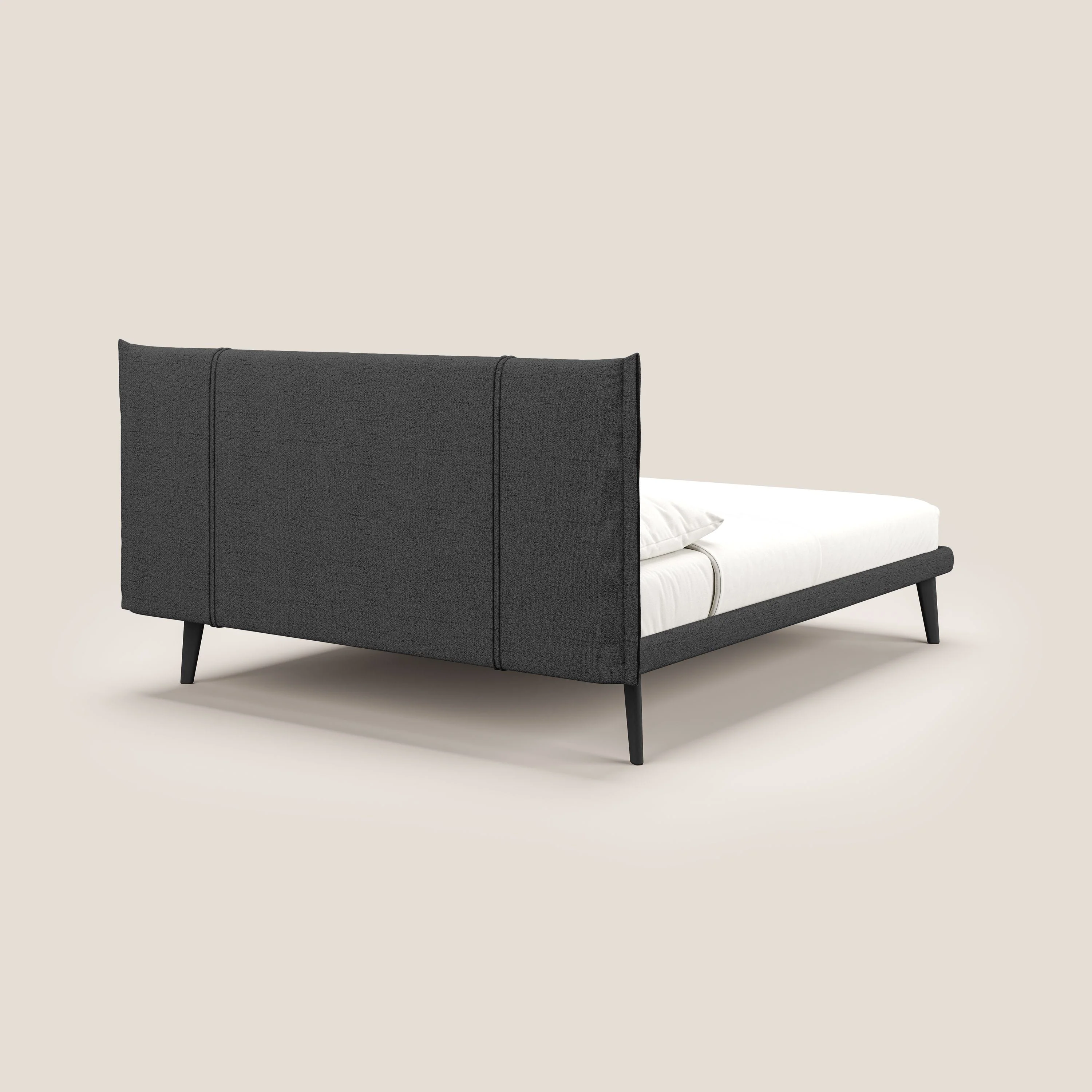 Klaus lit moderne avec pieds foncés et tissu flammé imperméable T03 anthracite - Image 4