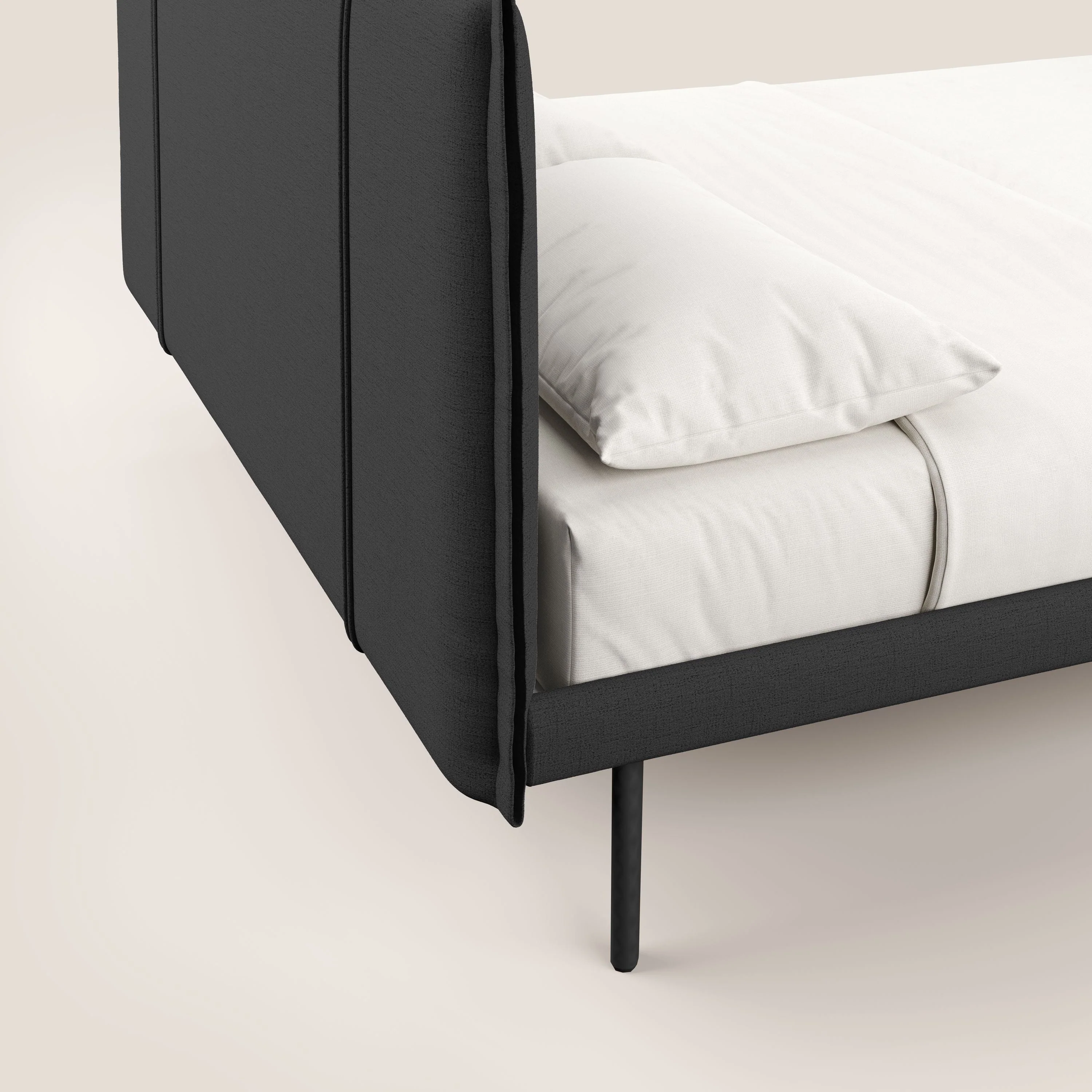 Klaus lit moderne avec pieds foncés et tissu flammé imperméable T03 anthracite - Image 6