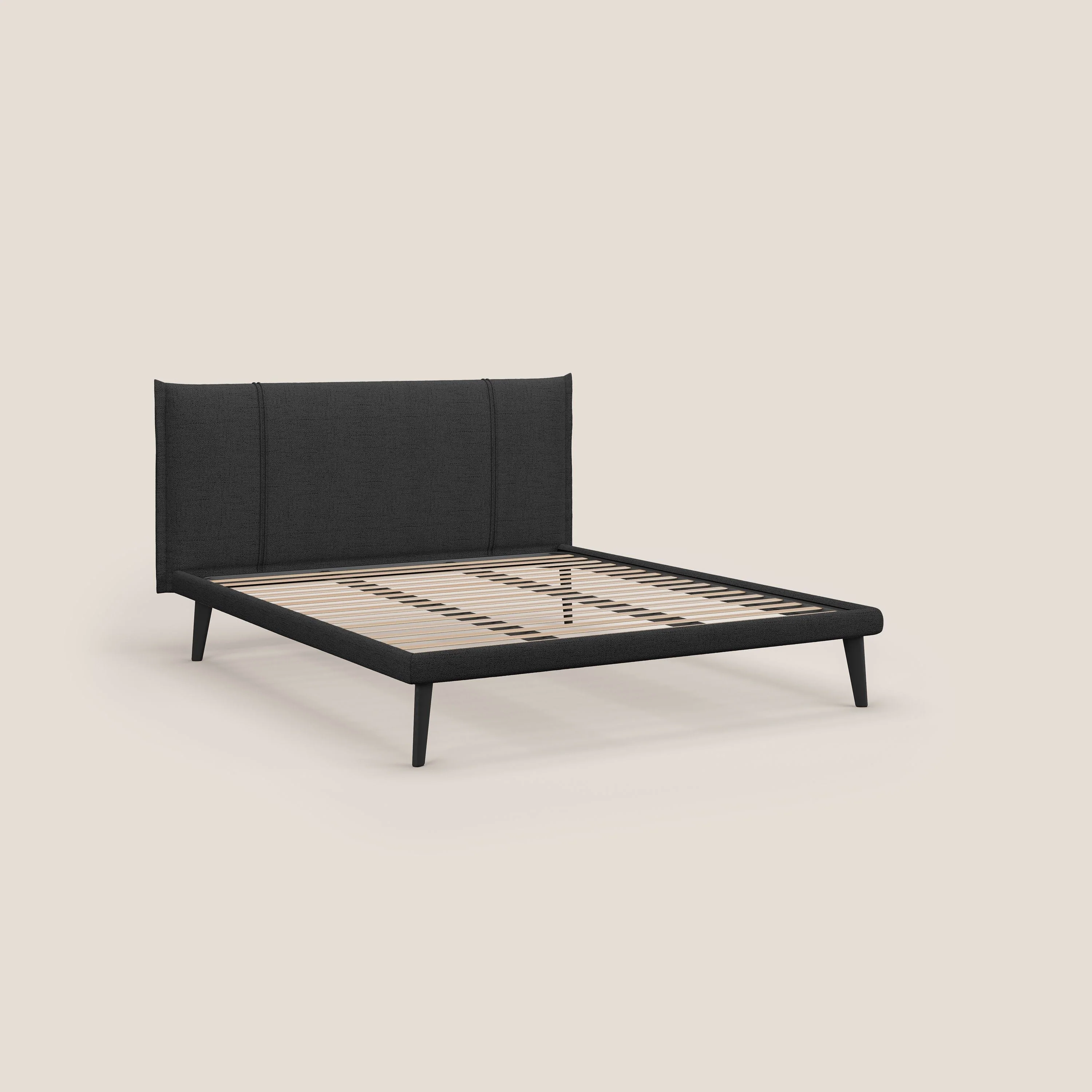 Klaus lit moderne avec pieds foncés et tissu flammé imperméable T03 anthracite - Image 7