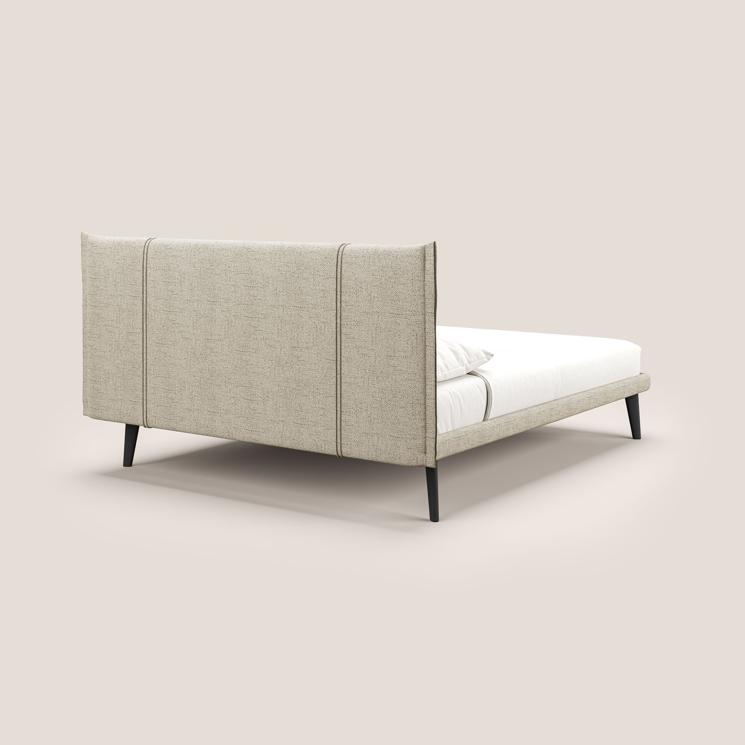 Klaus lit moderne avec pieds foncés et tissu flammé imperméable T03 beige - Image 4