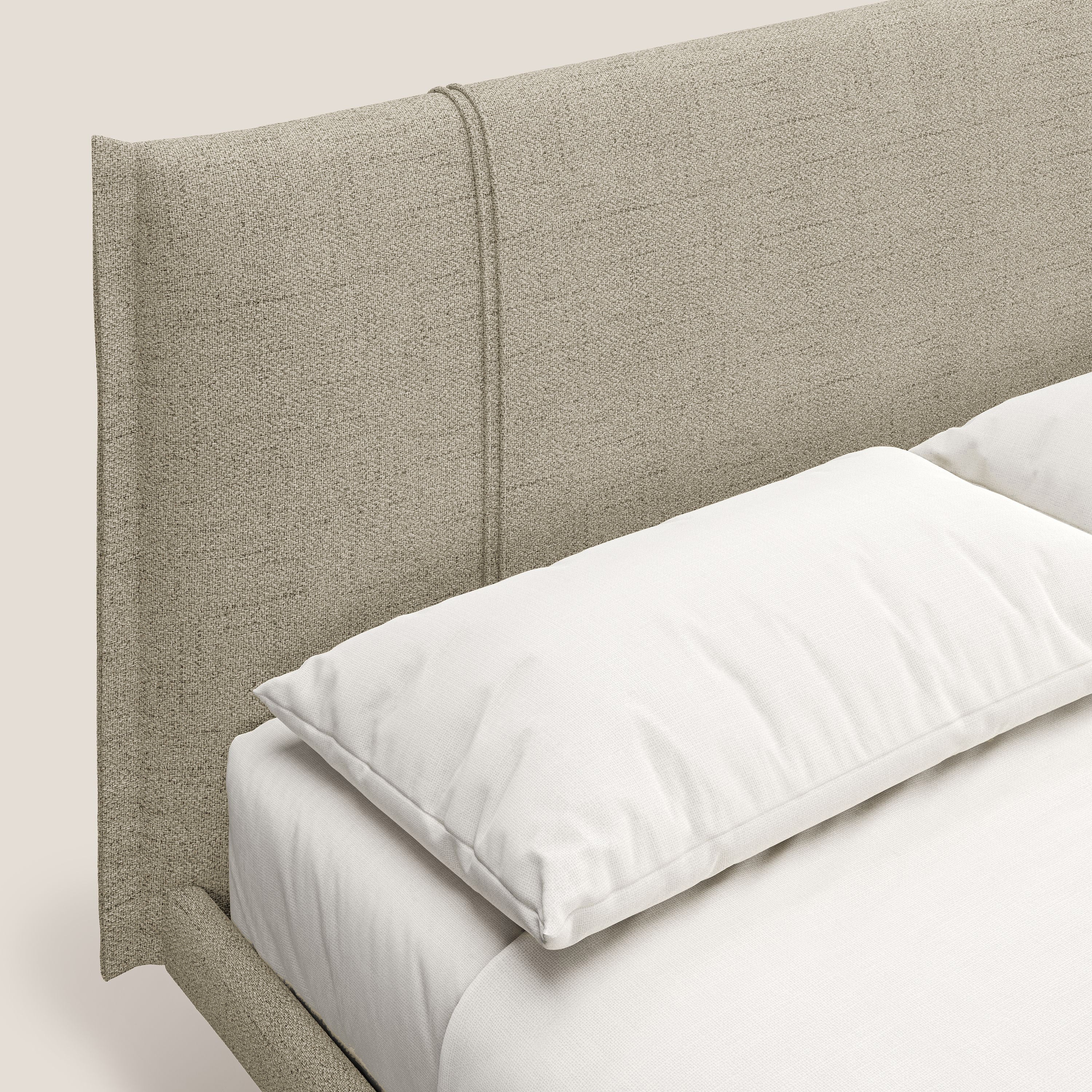 Klaus lit moderne avec pieds foncés et tissu flammé imperméable T03 beige - Image 5