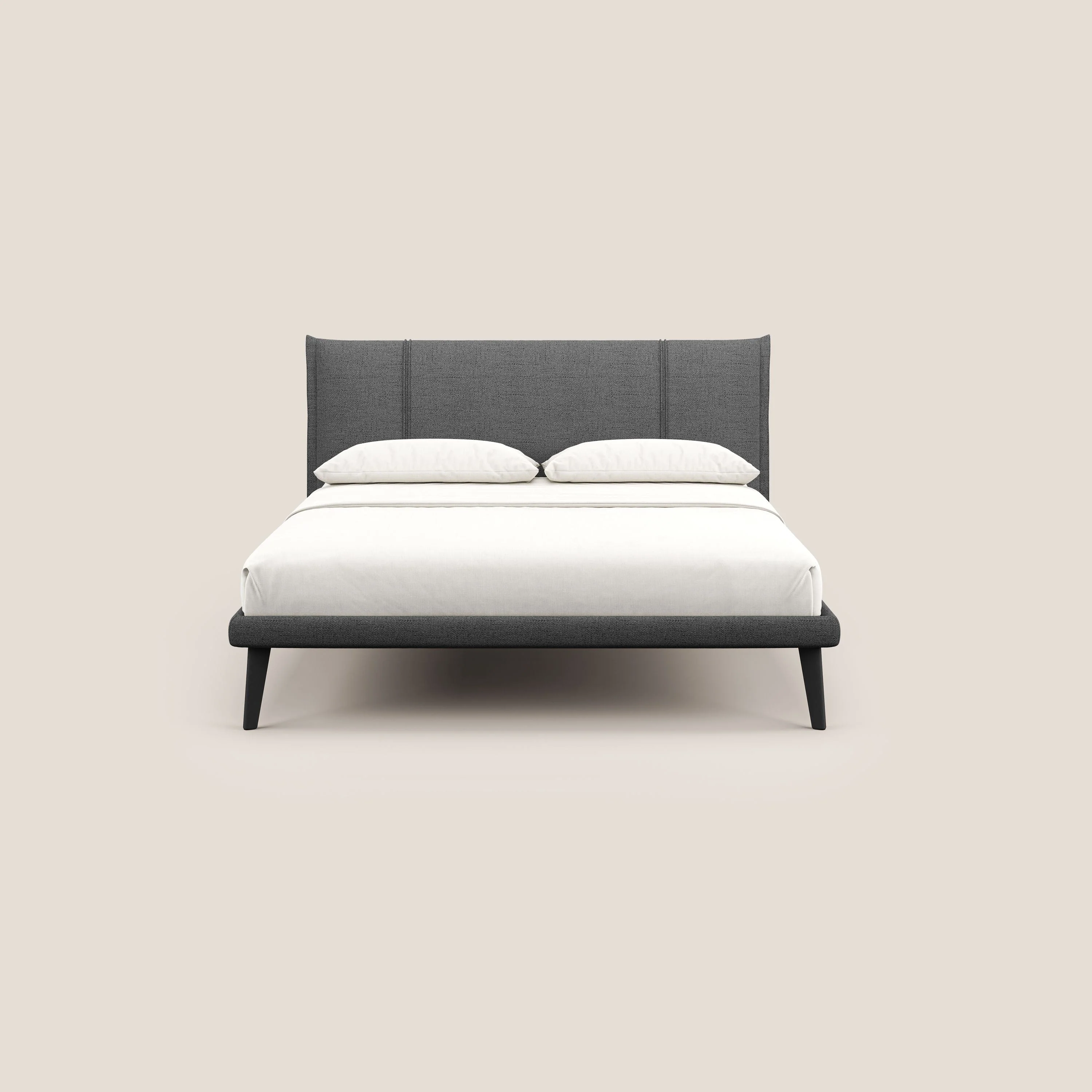 Klaus lit moderne avec pieds foncés et tissu flammé imperméable T03 gris - Image 2