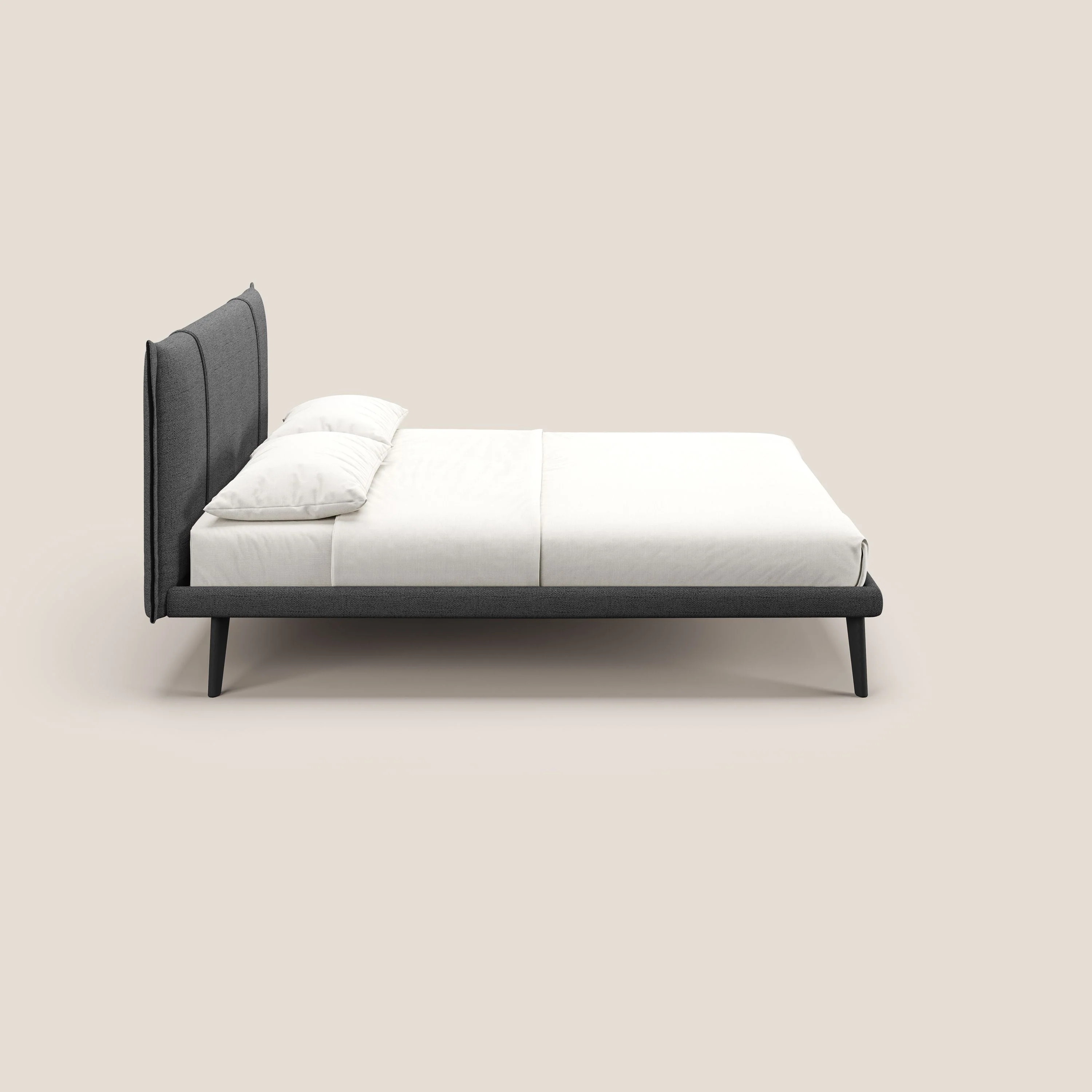 Klaus lit moderne avec pieds foncés et tissu flammé imperméable T03 gris - Image 3