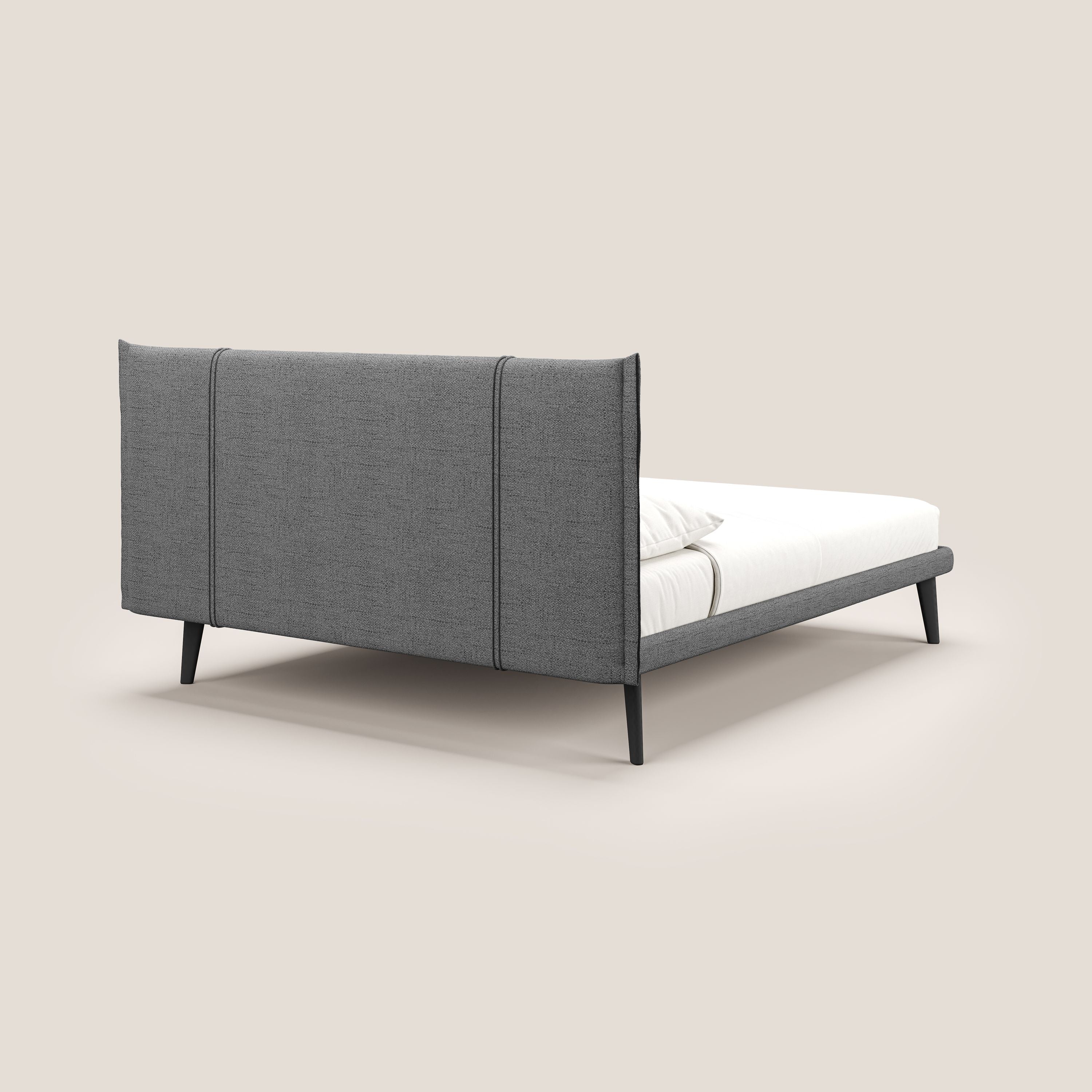 Klaus lit moderne avec pieds foncés et tissu flammé imperméable T03 gris - Image 4