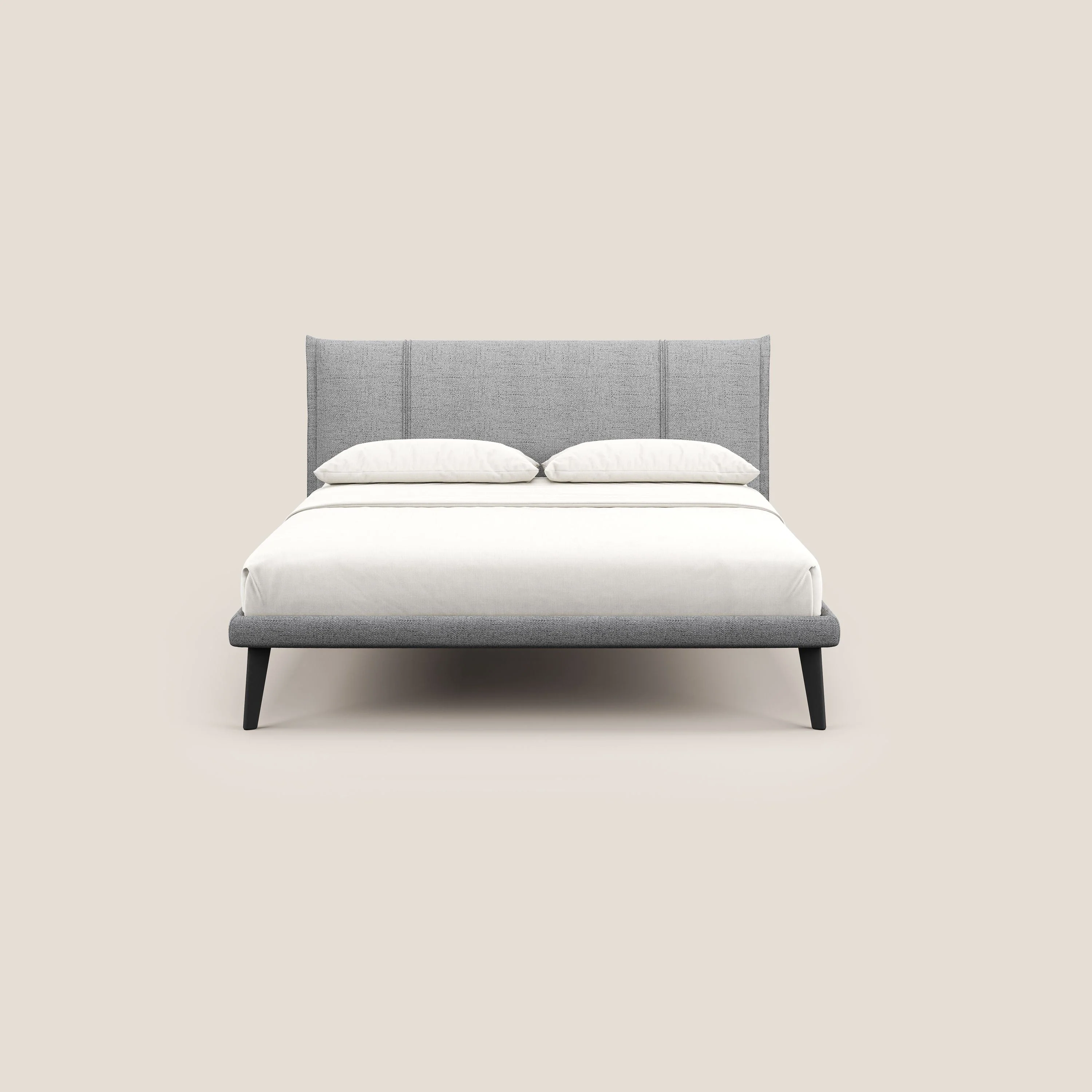 Klaus lit moderne avec pieds foncés et tissu flammé imperméable T03 gris clair - Image 2