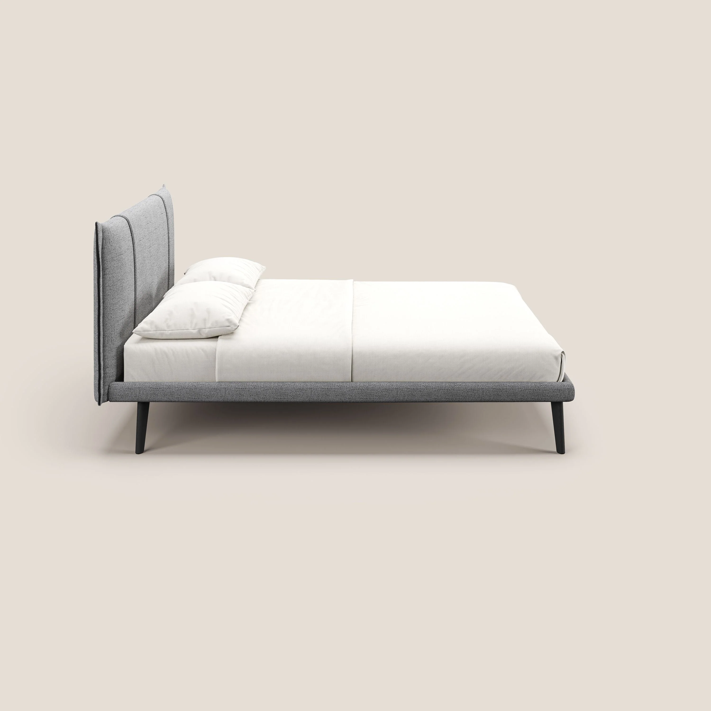 Klaus lit moderne avec pieds foncés et tissu flammé imperméable T03 gris clair - Image 3