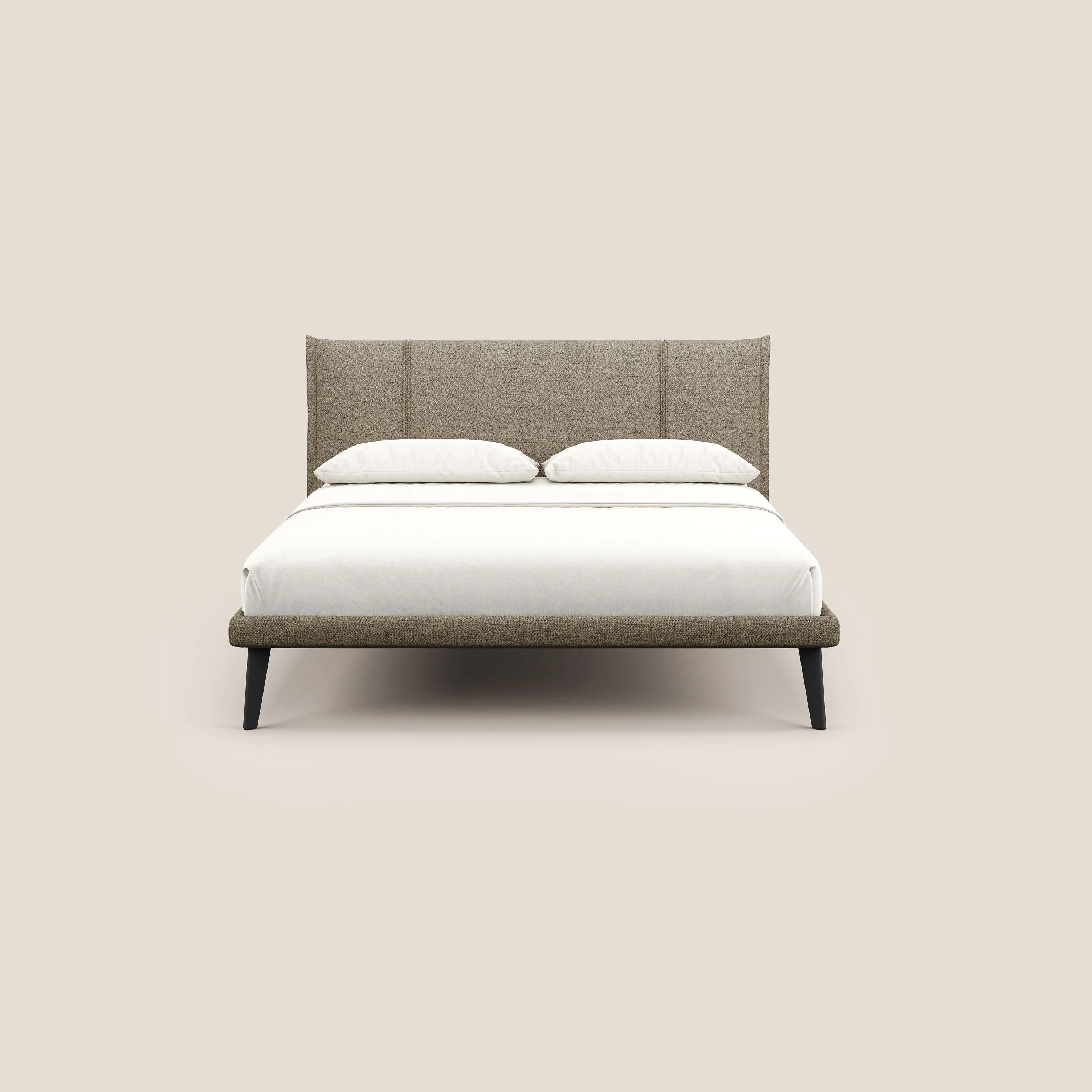 Klaus lit moderne avec pieds foncés et tissu flammé imperméable T03 marron - Image 2