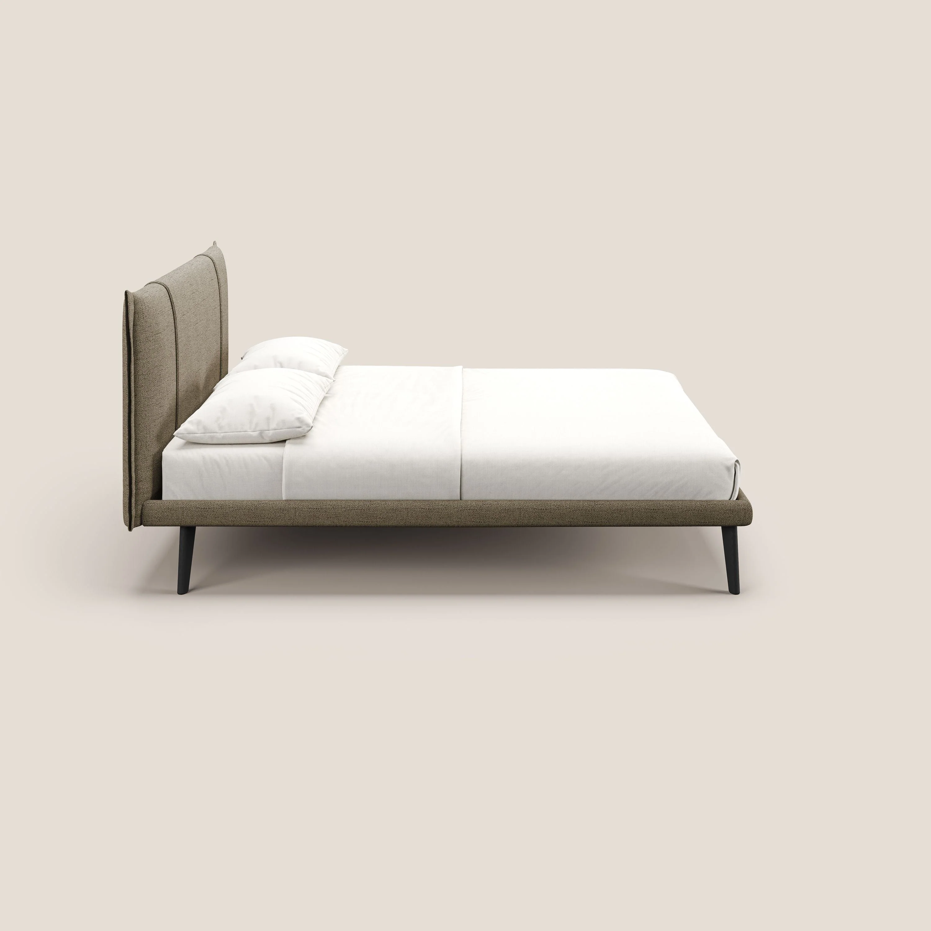 Klaus lit moderne avec pieds foncés et tissu flammé imperméable T03 marron - Image 3