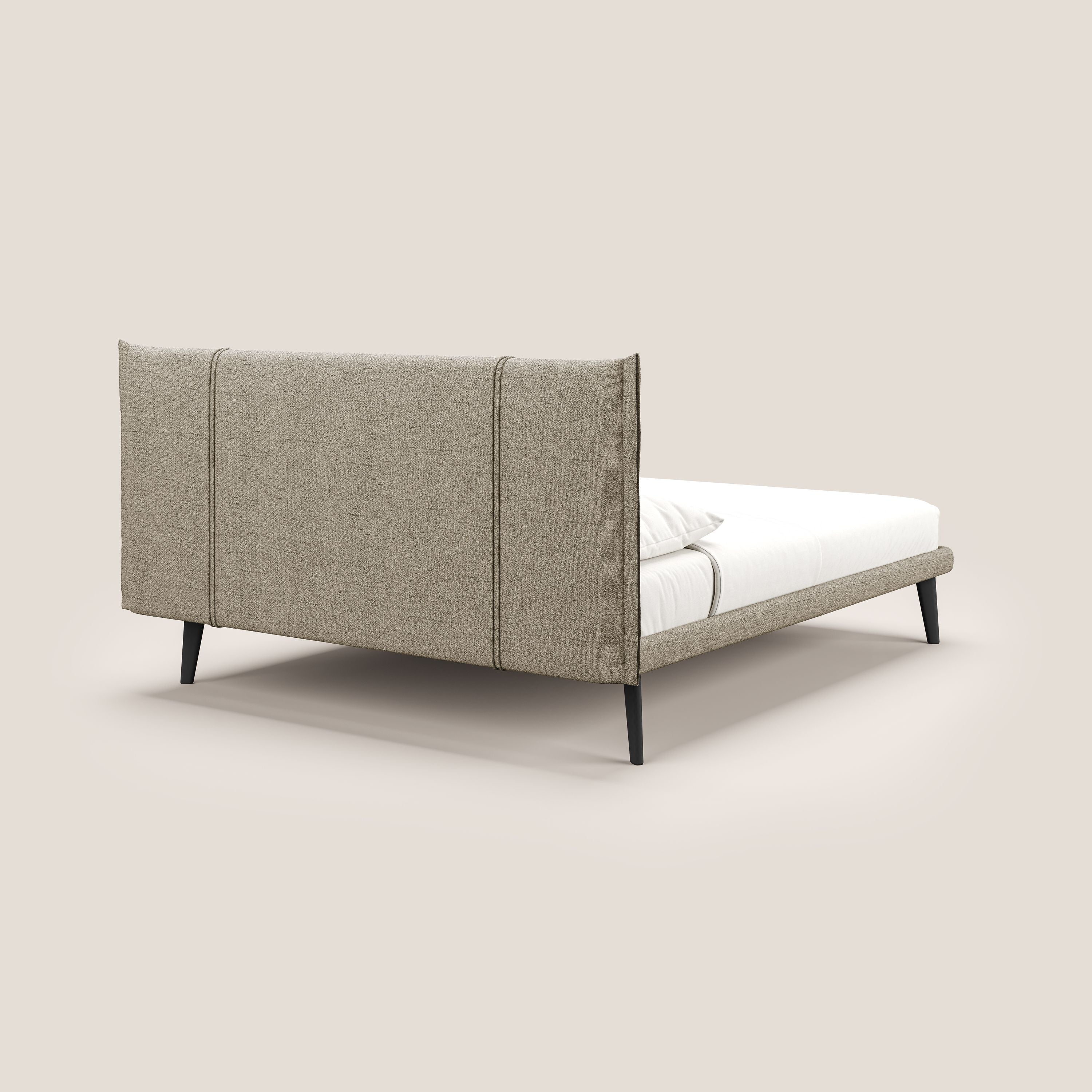 Klaus lit moderne avec pieds foncés et tissu flammé imperméable T03 marron - Image 4