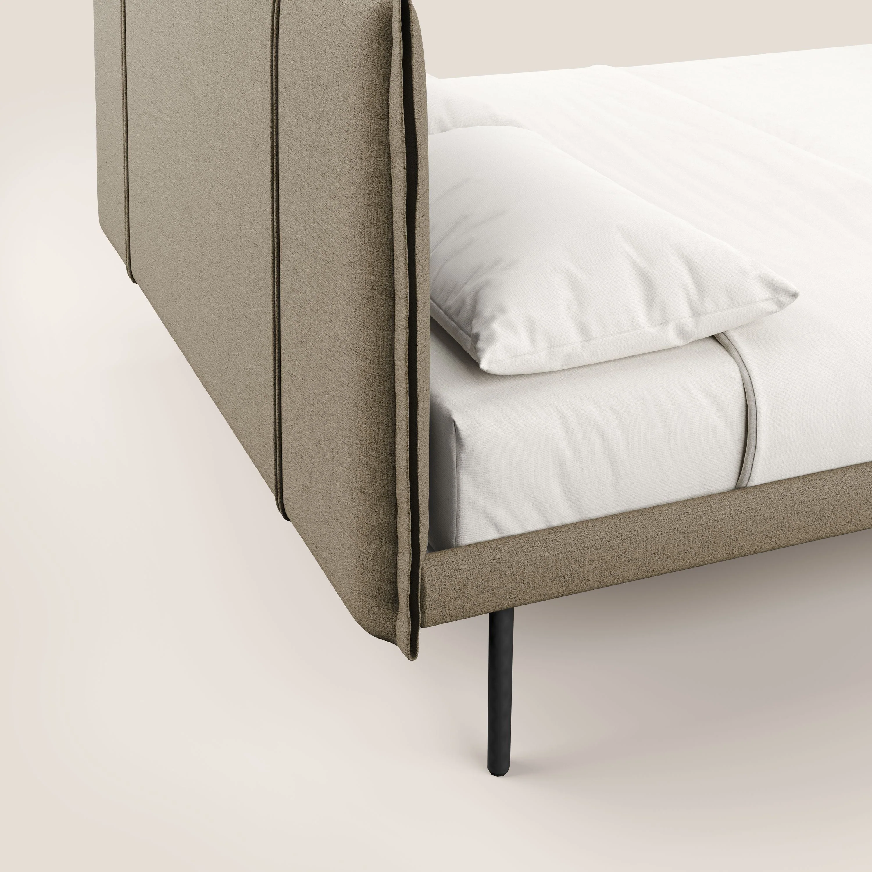 Klaus lit moderne avec pieds foncés et tissu flammé imperméable T03 marron - Image 6