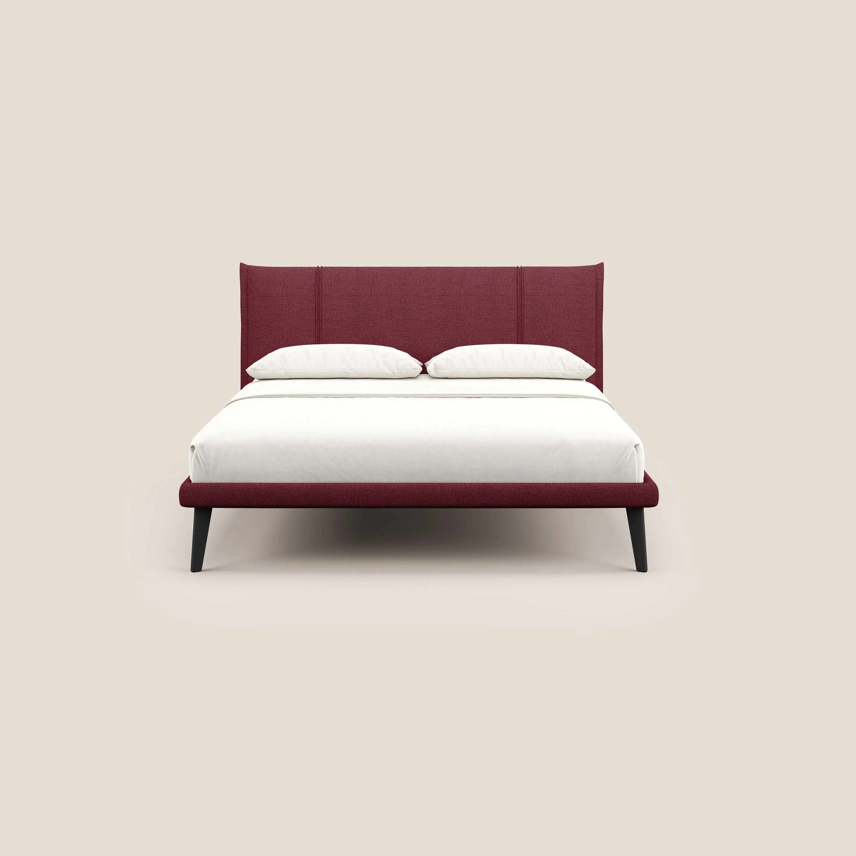 Klaus lit moderne avec pieds foncés et tissu flammé imperméable T03 rouge - Image 2