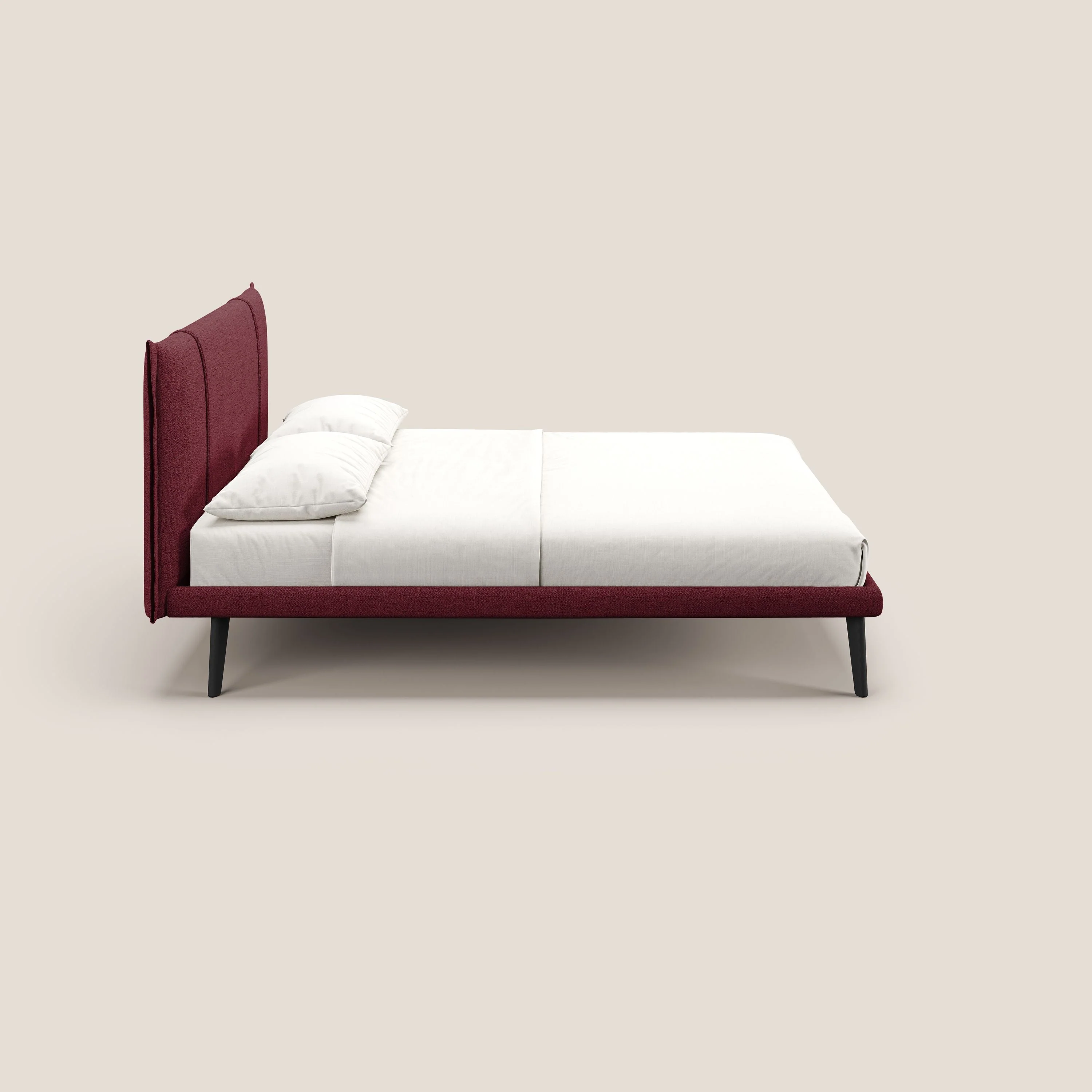 Klaus lit moderne avec pieds foncés et tissu flammé imperméable T03 rouge - Image 3