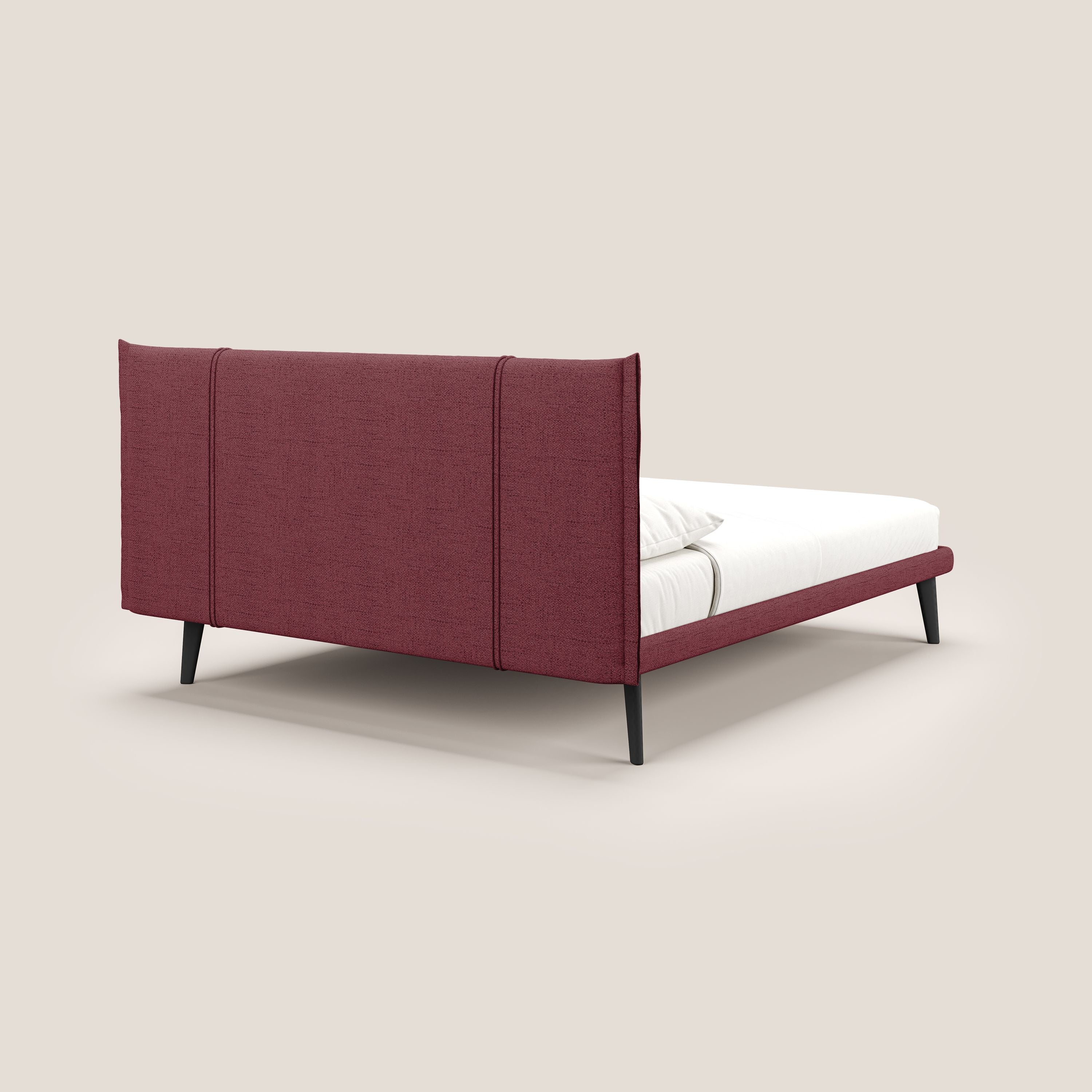 Klaus lit moderne avec pieds foncés et tissu flammé imperméable T03 rouge - Image 4