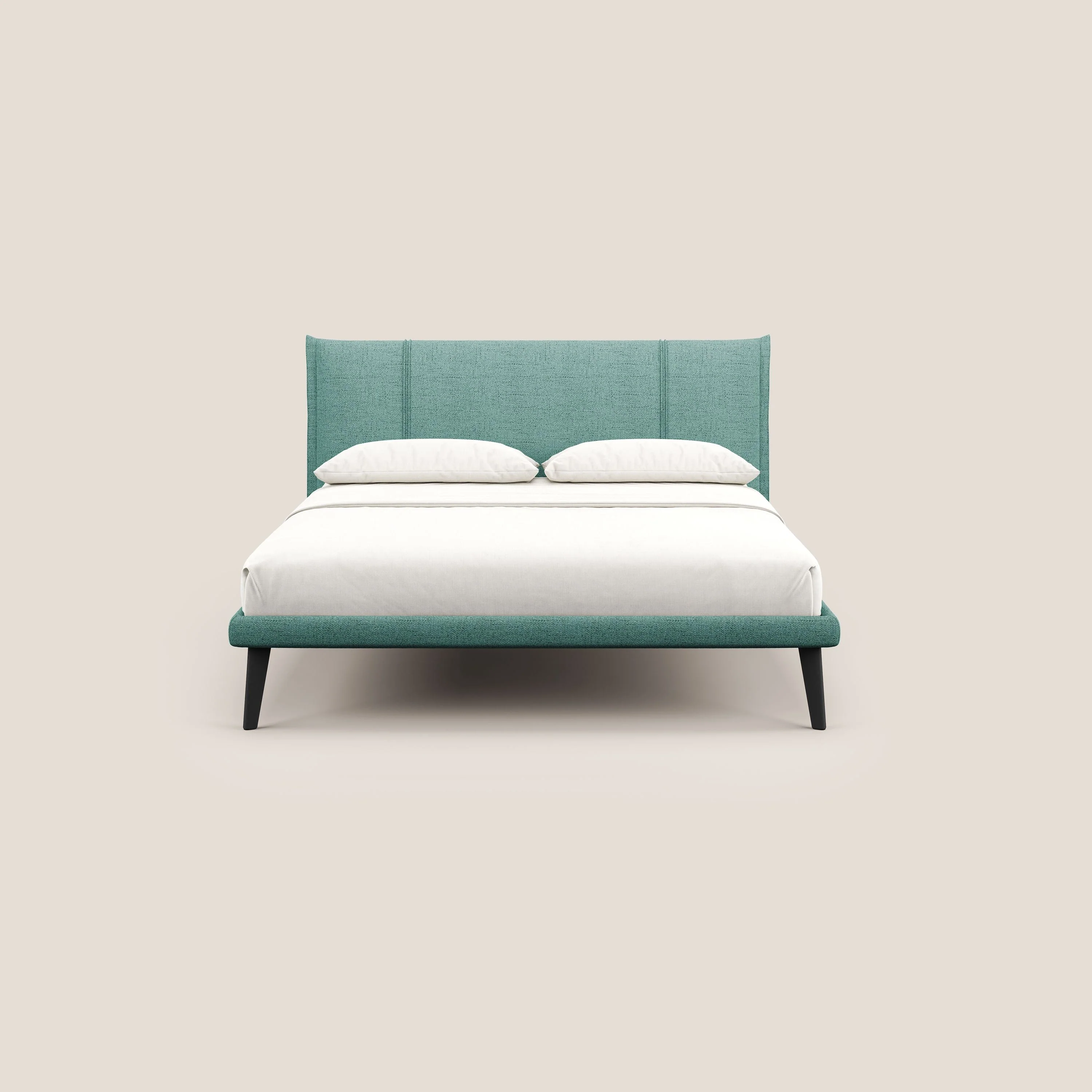 Klaus lit moderne avec pieds foncés et tissu flammé imperméable T03 vert d'eau - Image 2