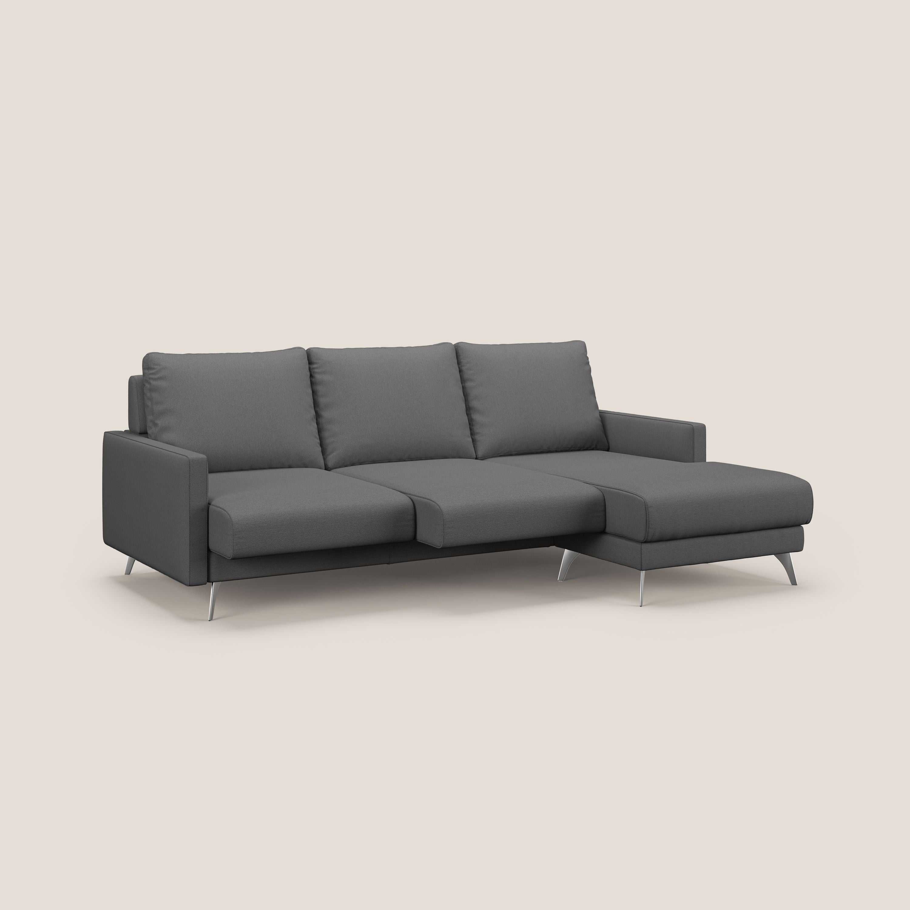 Klimt canapé d'angle avec assises coulissantes en tissu dous détachable T05 anthracite - Image 2