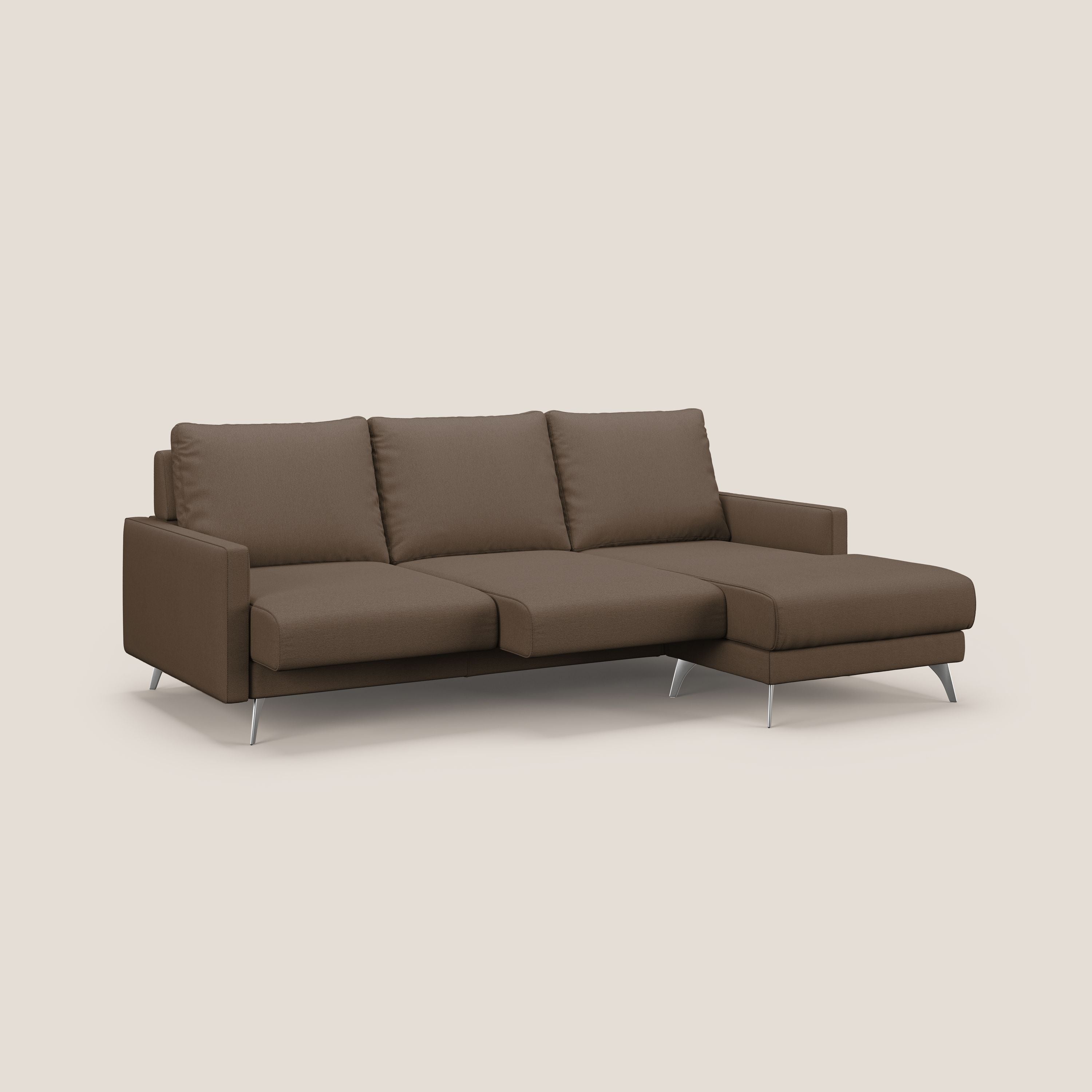 Klimt canapé d'angle avec assises coulissantes en tissu dous détachable T05 marron - Image 2