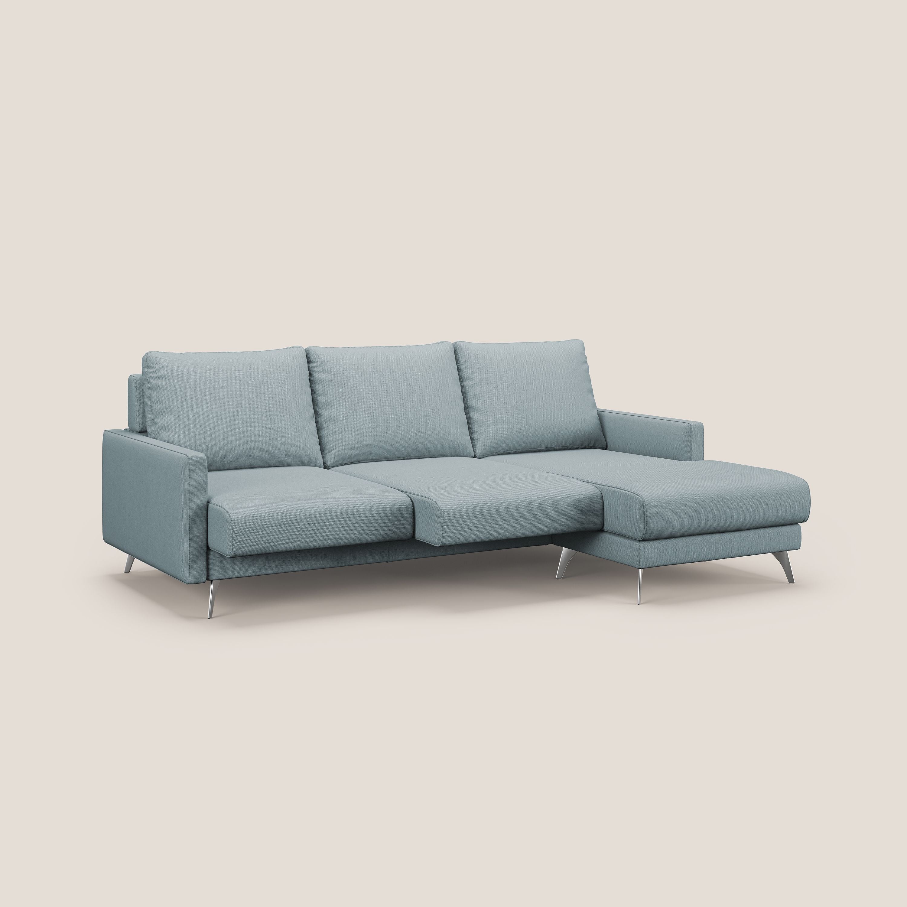 Klimt canapé d'angle avec assises coulissantes en tissu dous détachable T05 sucre glace - Image 2