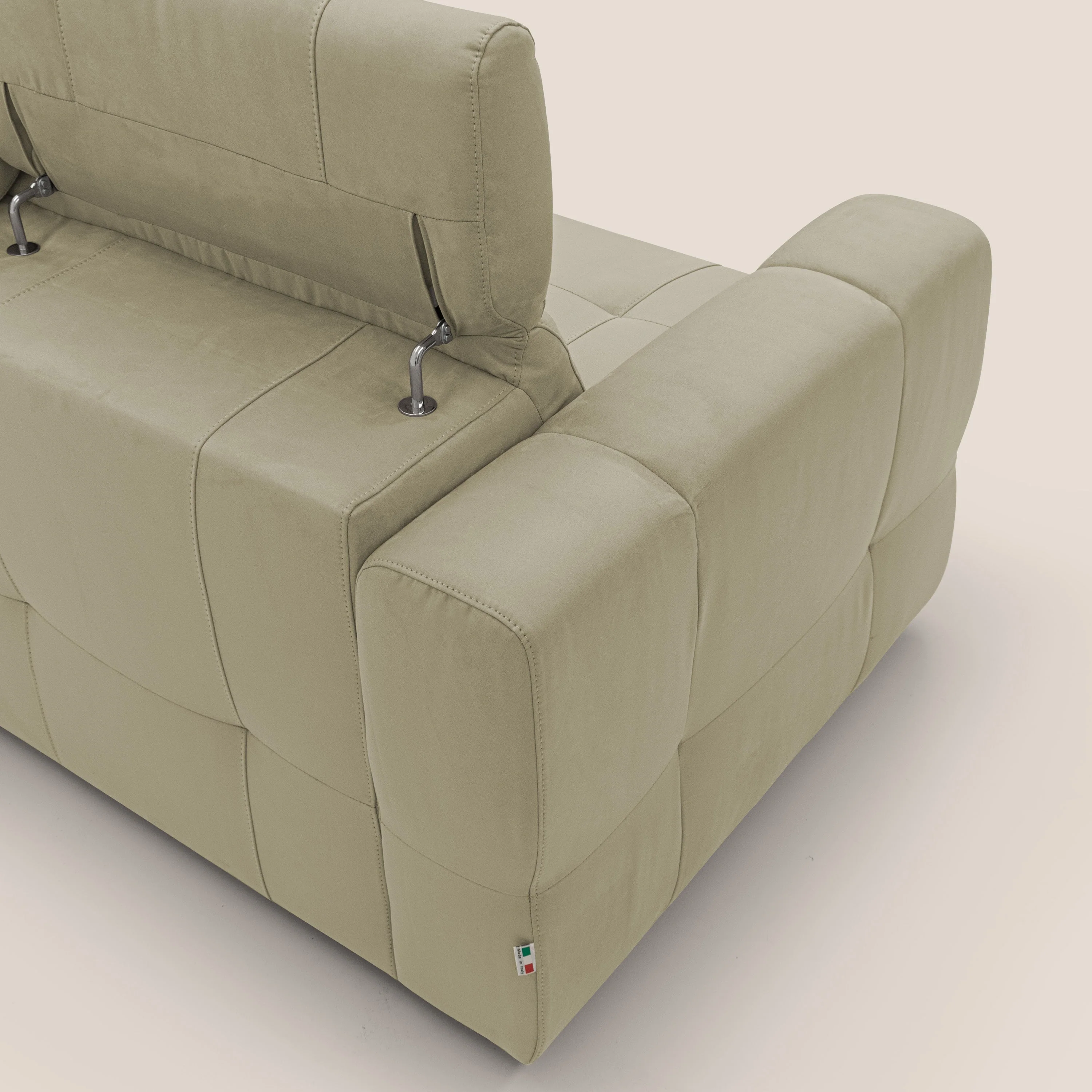 Kronos Canapé avec pouf extractible et têtières inclinalbes en microfibre douce imperméable T11 beige - Image 11