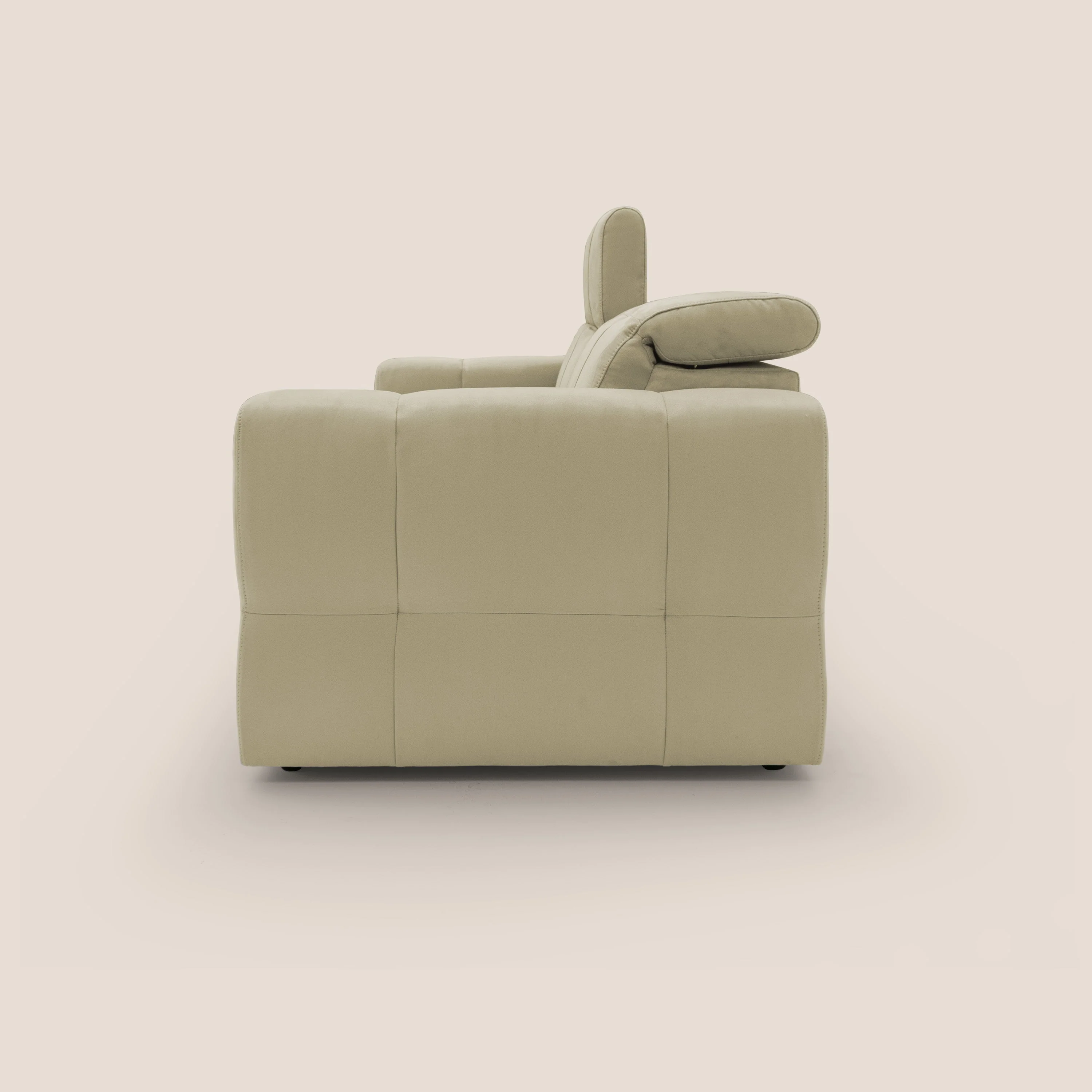 Kronos Canapé avec pouf extractible et têtières inclinalbes en microfibre douce imperméable T11 beige - Image 5
