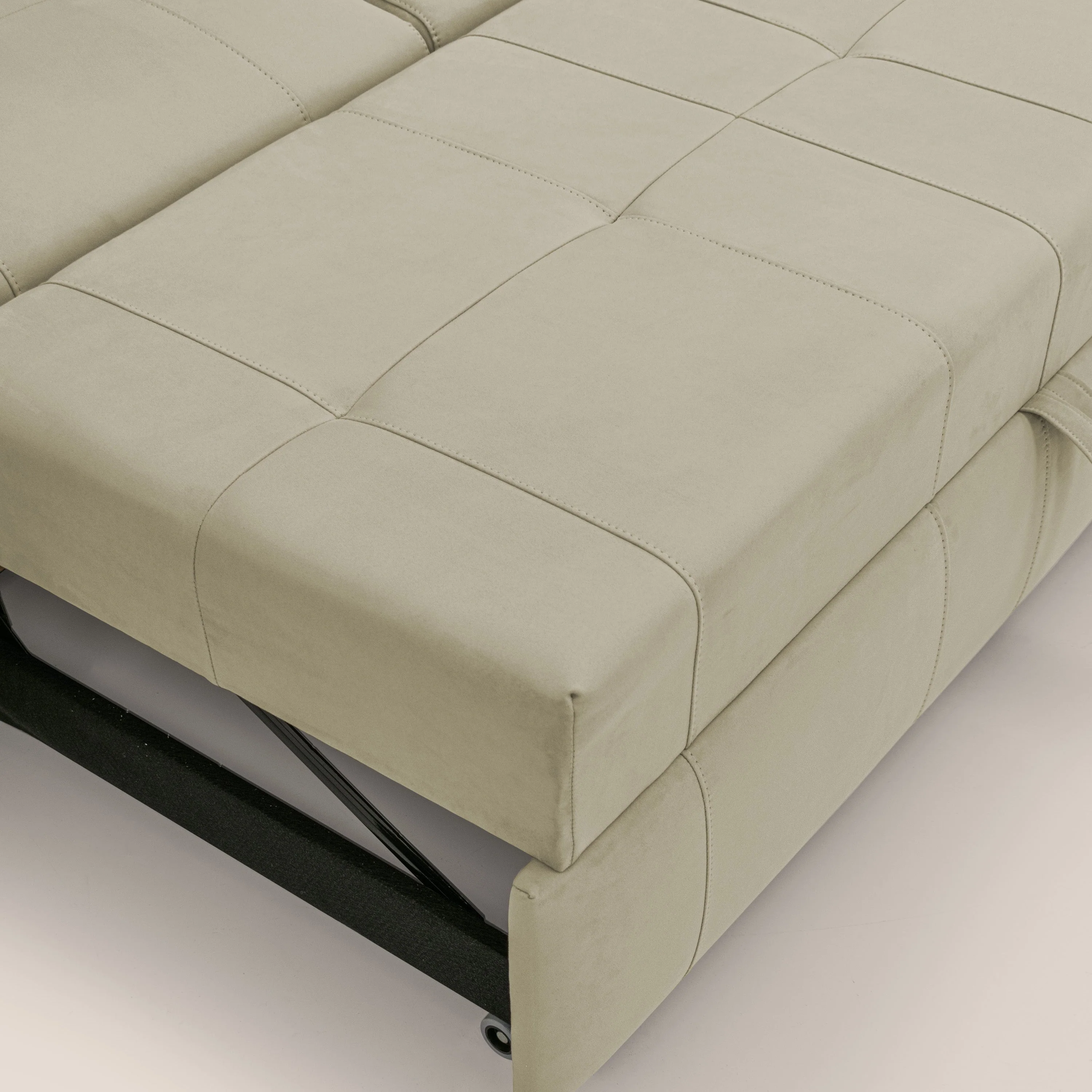 Kronos Canapé avec pouf extractible et têtières inclinalbes en microfibre douce imperméable T11 beige - Image 9