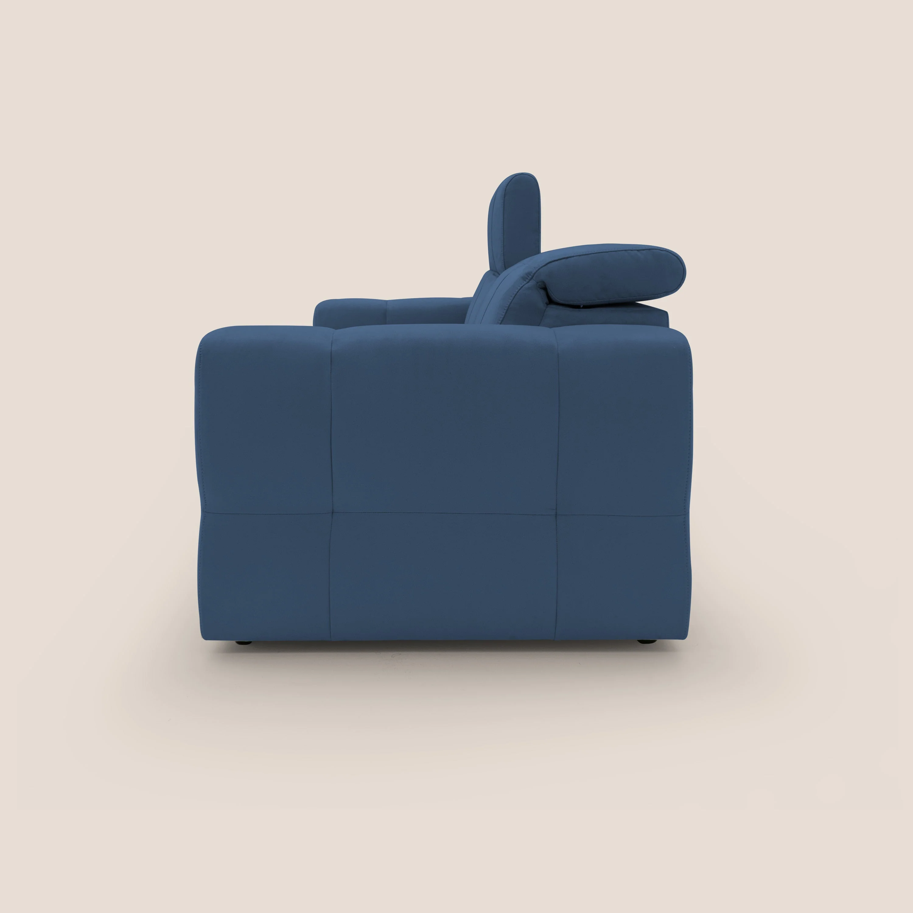 Kronos Canapé avec pouf extractible et têtières inclinalbes en microfibre douce imperméable T11 bleu - Image 5